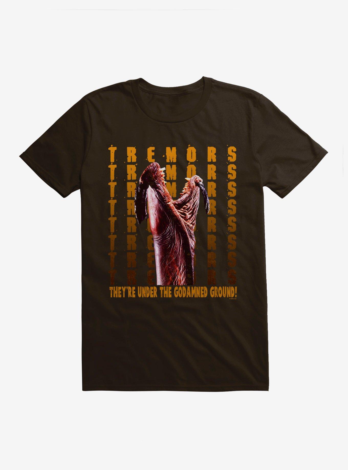 Tremors They're Under The Godamned Ground! T-Shirt, DARK CHOCOLATE, hi-res