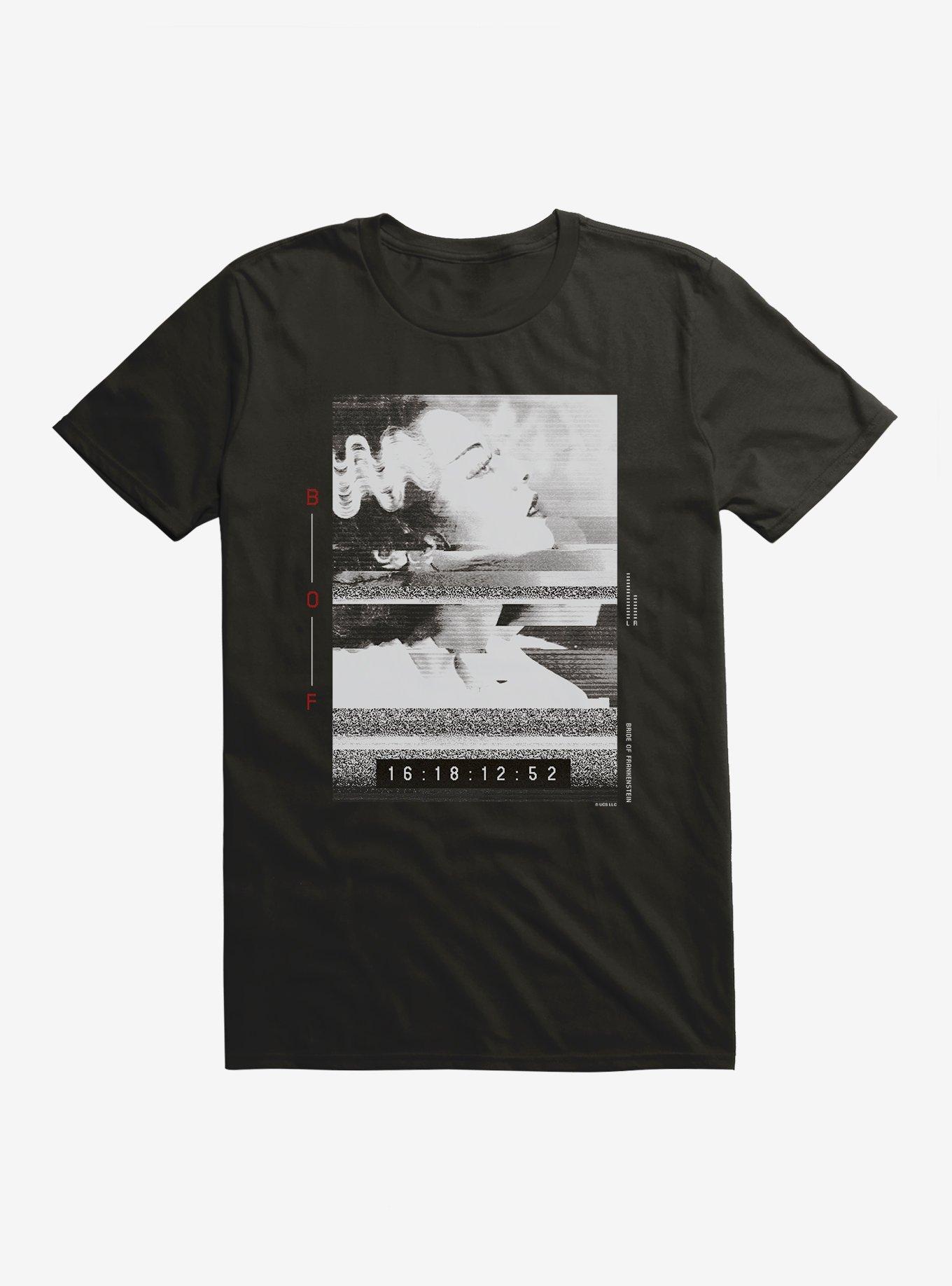 Universal Monsters Bride Of Frankenstein Screen Glitch T-Shirt, BLACK, hi-res
