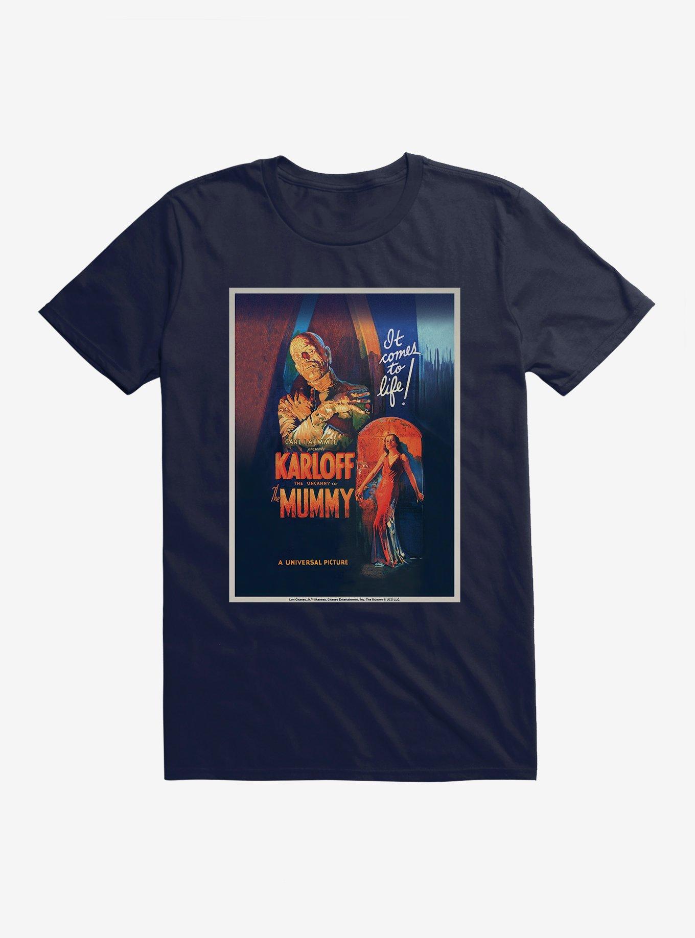 Universal Monsters The Mummy Laemmle Movie Poster T-Shirt, NAVY, hi-res