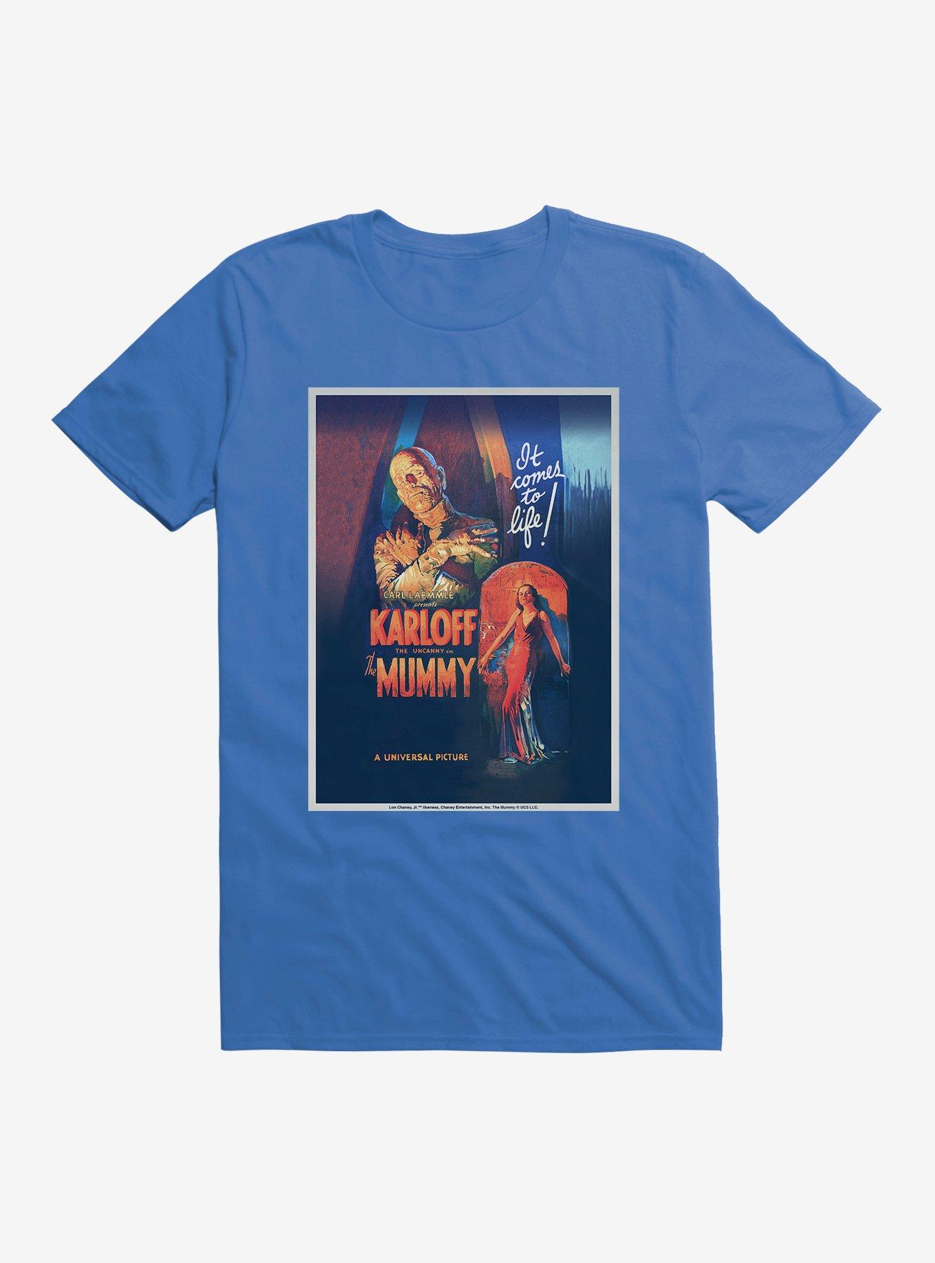 Universal Monsters The Mummy Laemmle Movie Poster T-Shirt, ROYAL, hi-res