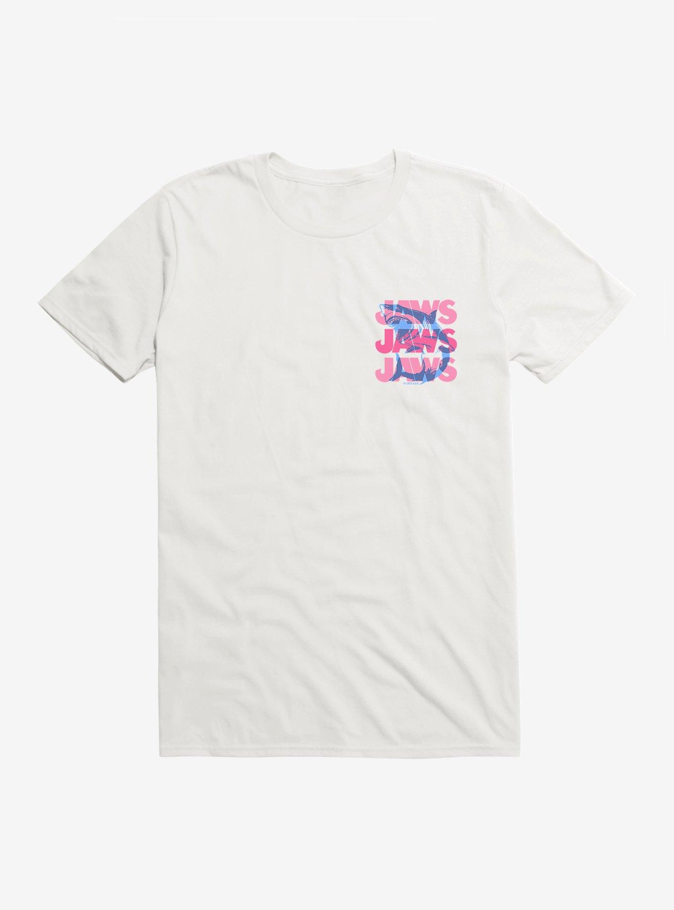Jaws Pink Script Stack T-Shirt
