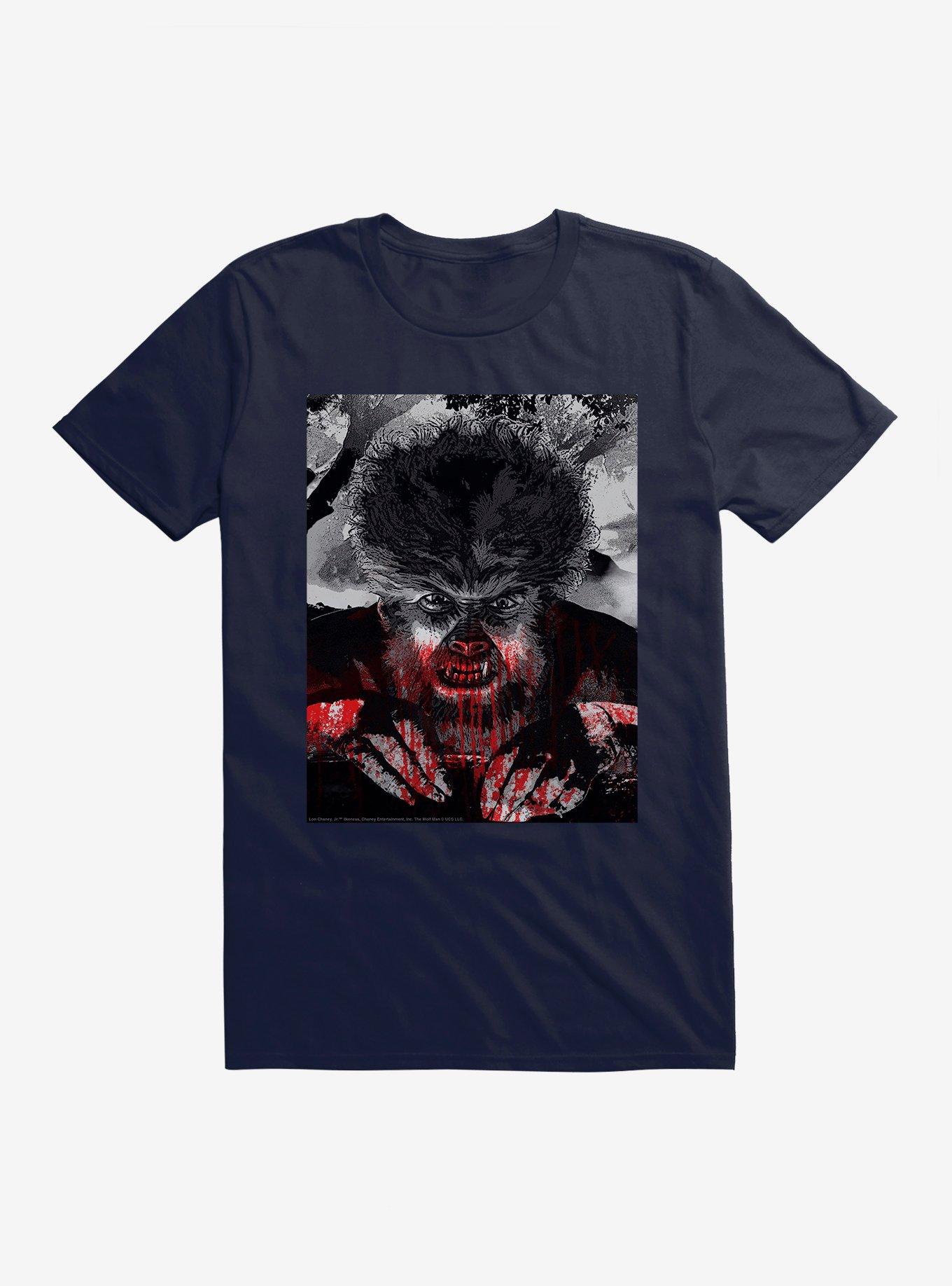 The Wolf Man Autumn Moon T-Shirt, NAVY, hi-res