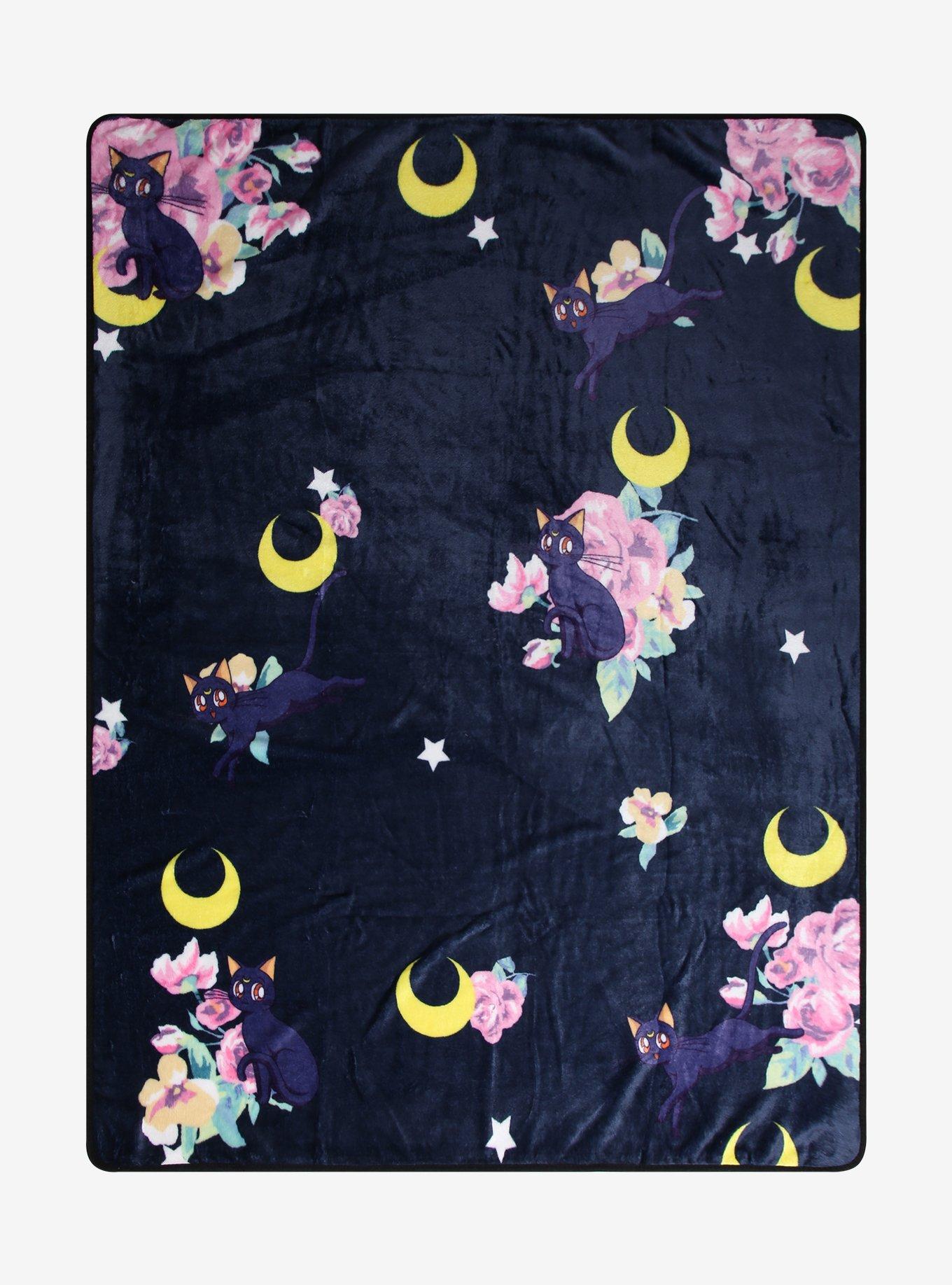 Pretty Guardian Sailor Moon Luna Floral Throw Blanket, , hi-res