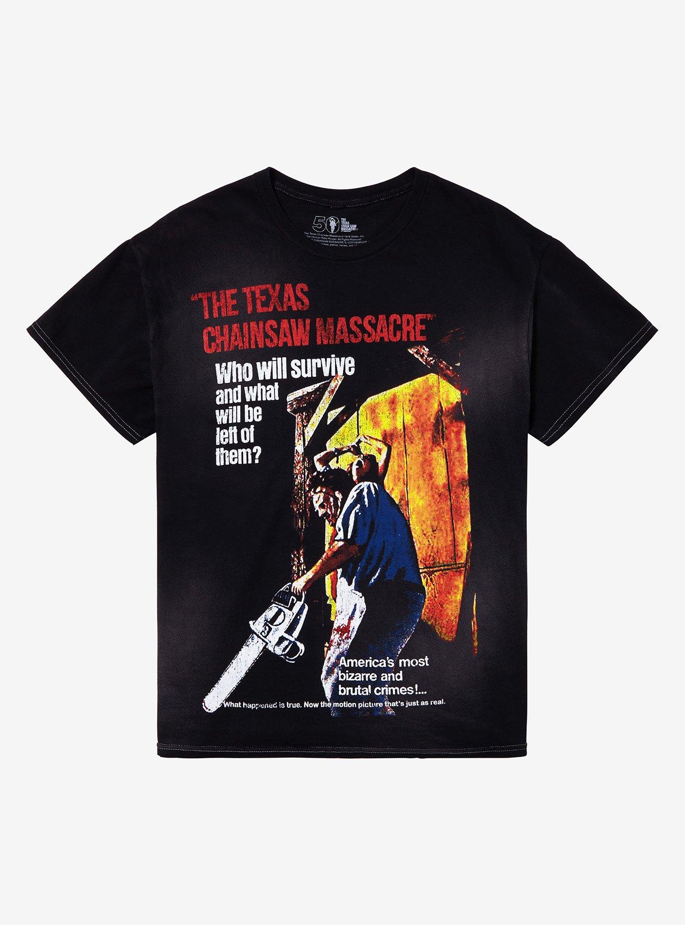 The Texas Chainsaw Massacre Film Poster Jumbo Graphic T-Shirt, BLACK, hi-res