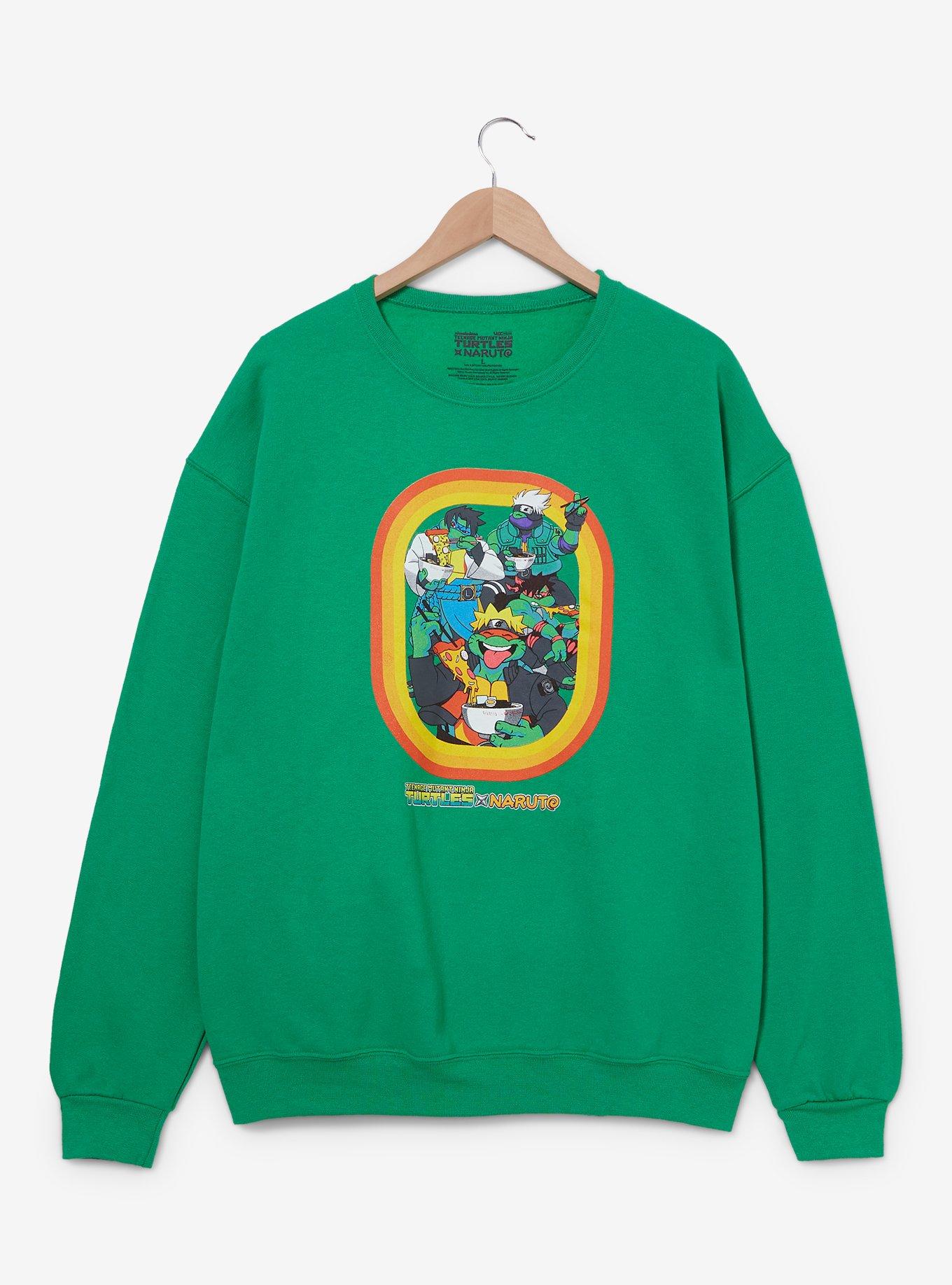 Naruto Shippuden x Teenage Mutant Ninja Turtles Group Portrait Crewneck &mdash; BoxLunch Exclusive, GREEN, hi-res