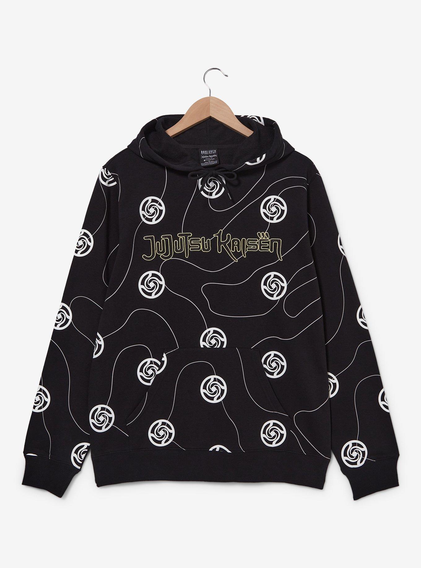 Jujutsu Kaisen Symbols Allover Print Hoodie - BoxLunch Exclusive, BLACK, hi-res