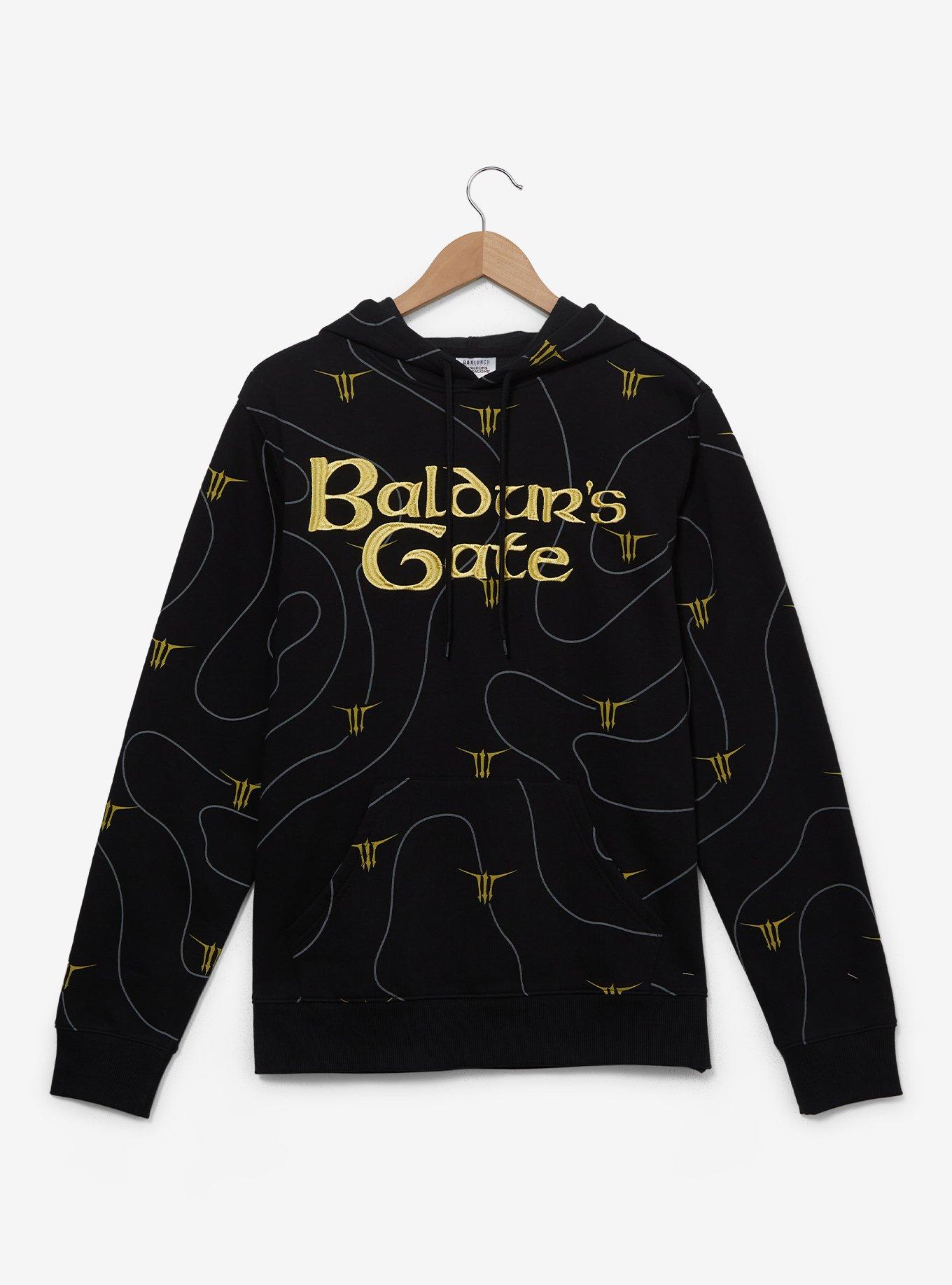 Baldur's Gate 3 Allover Print Hoodie - BoxLunch Exclusive, DARK GRAY, hi-res