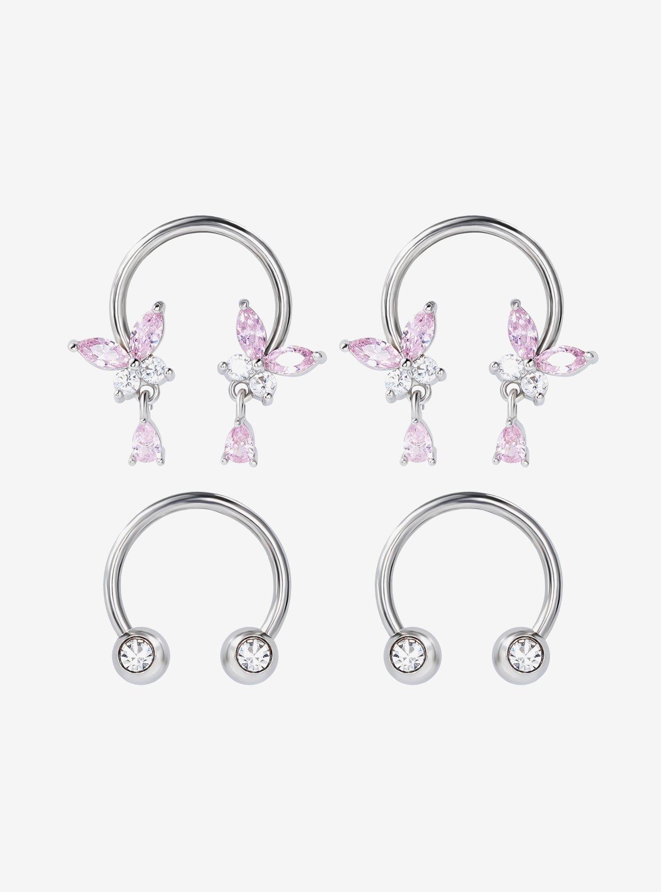 Steel Butterfly Bling Circular Barbell 4 Pack, , hi-res