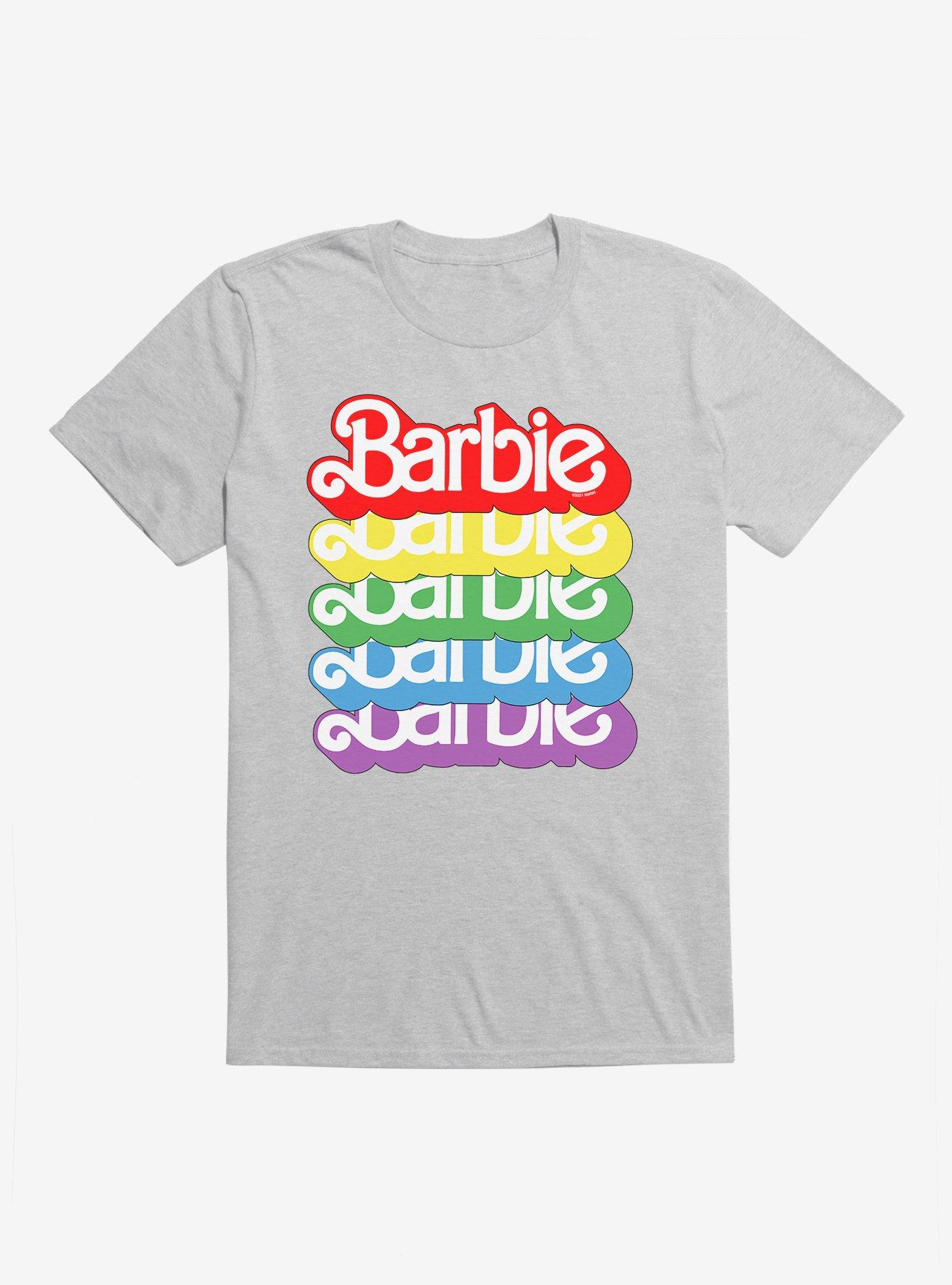 Barbie Pride Rainbow 80s Vintage Logo T-Shirt, HEATHER GREY, hi-res