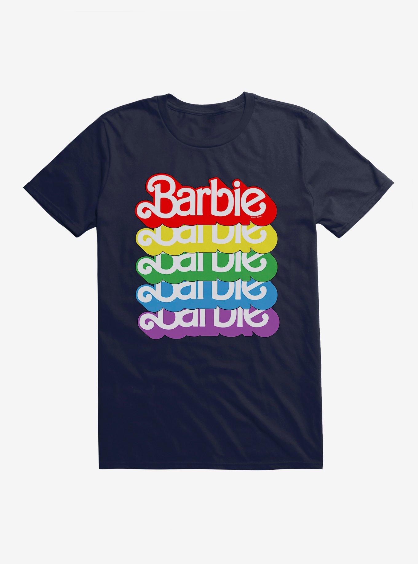 Barbie Pride Rainbow 80s Vintage Logo T-Shirt, NAVY, hi-res