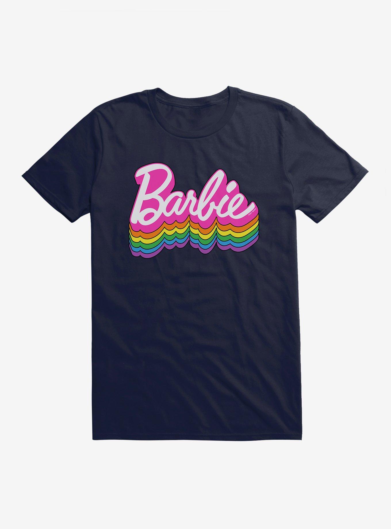 Barbie Logo Pride Rainbow Shadow T-Shirt, NAVY, hi-res