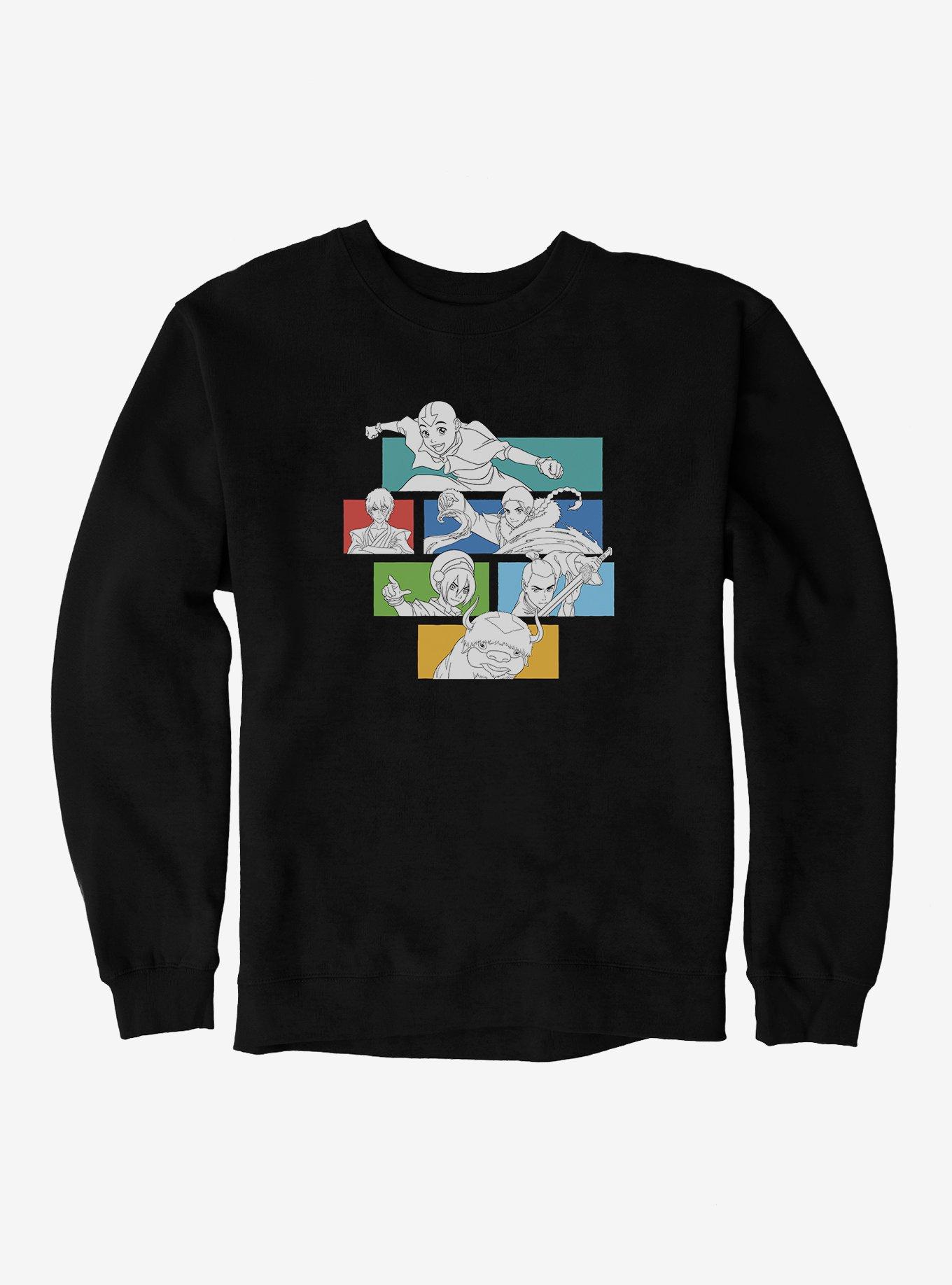 Avatar: The Last Airbender Characters Colorblock Sweatshirt, BLACK, hi-res