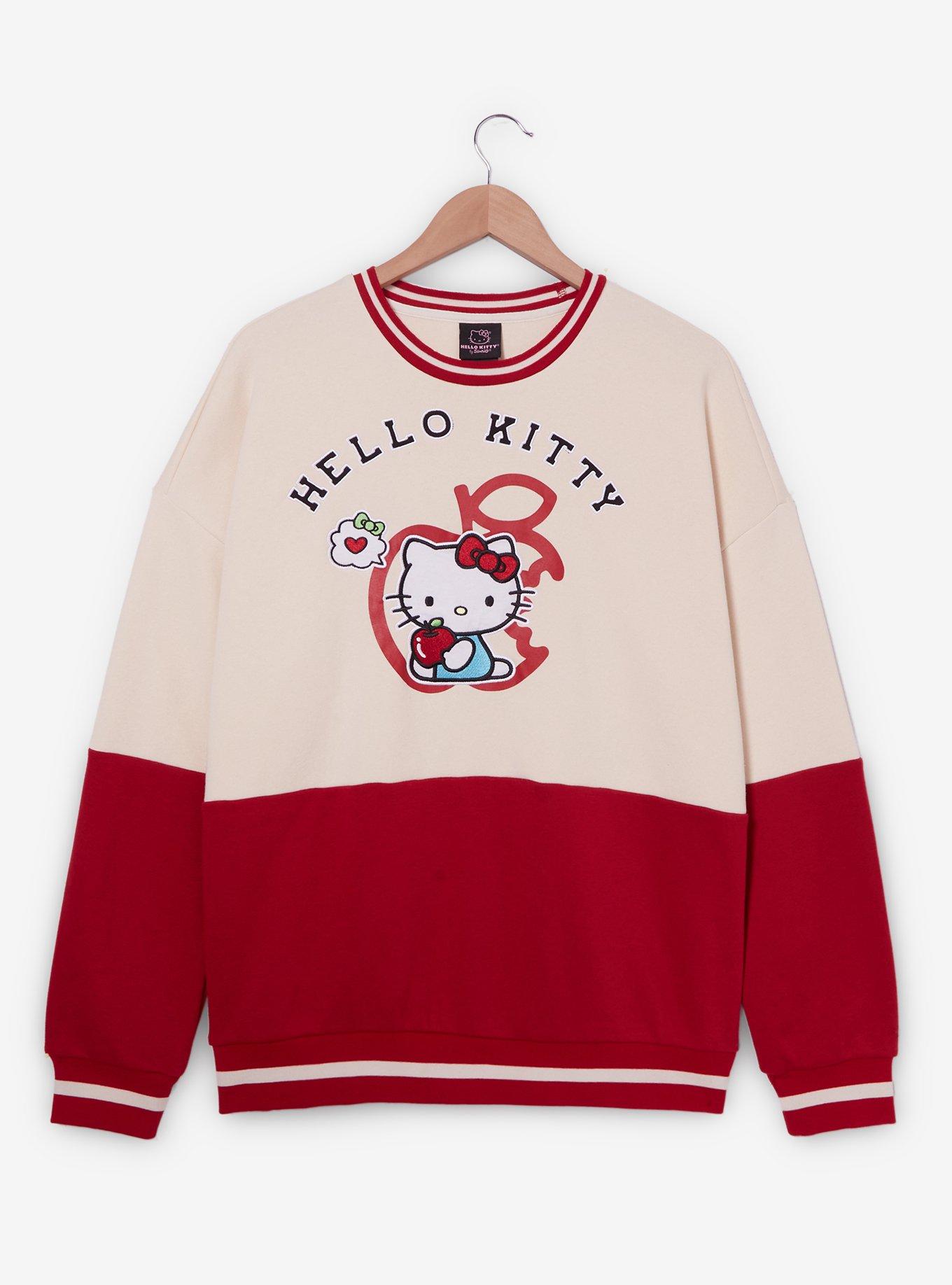 Sanrio Hello Kitty Apple Panel Color Block Crewneck — BoxLunch Exclusive, , hi-res