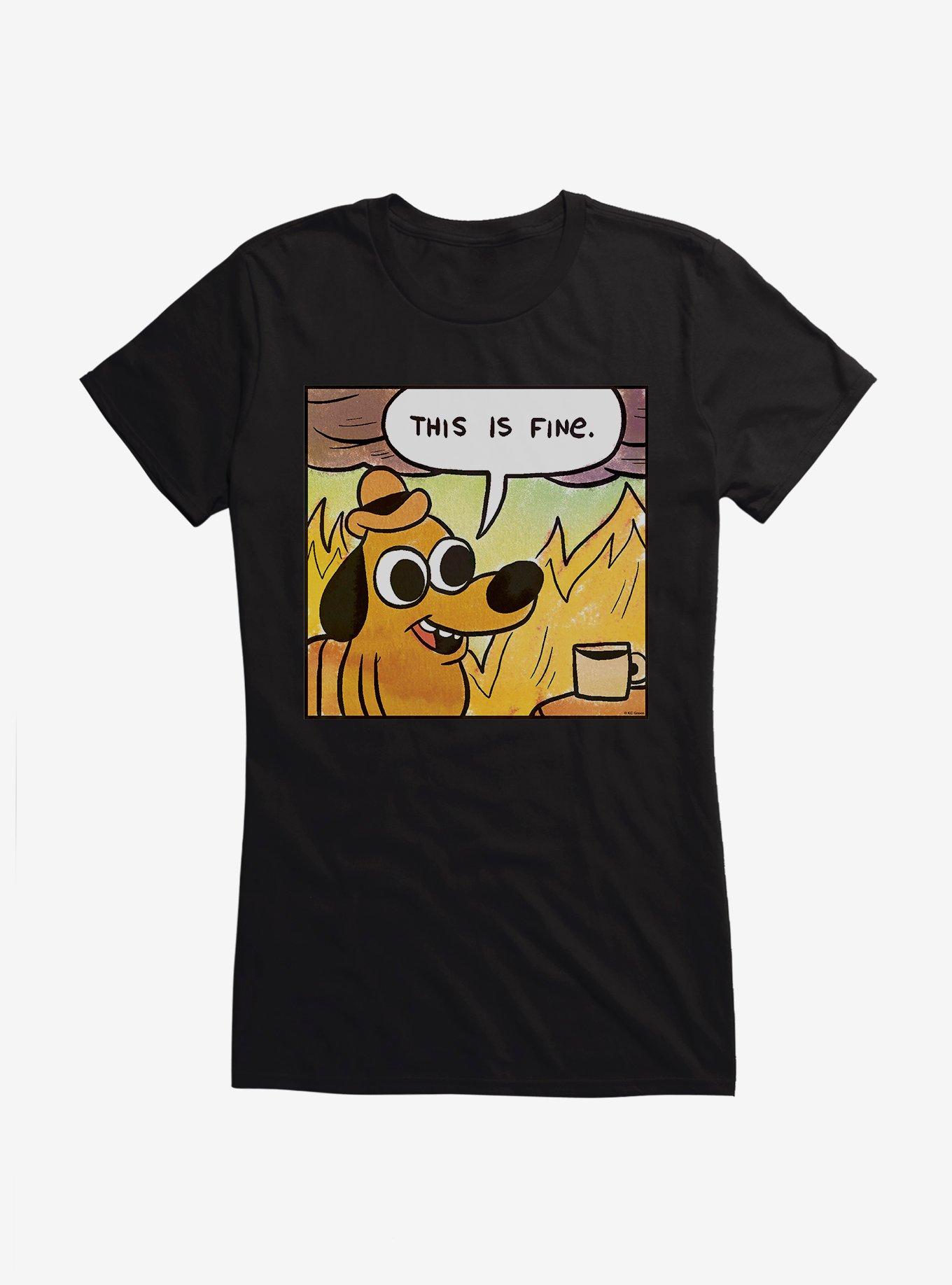 This Is Fine Panel Meme Girls T-Shirt, , hi-res