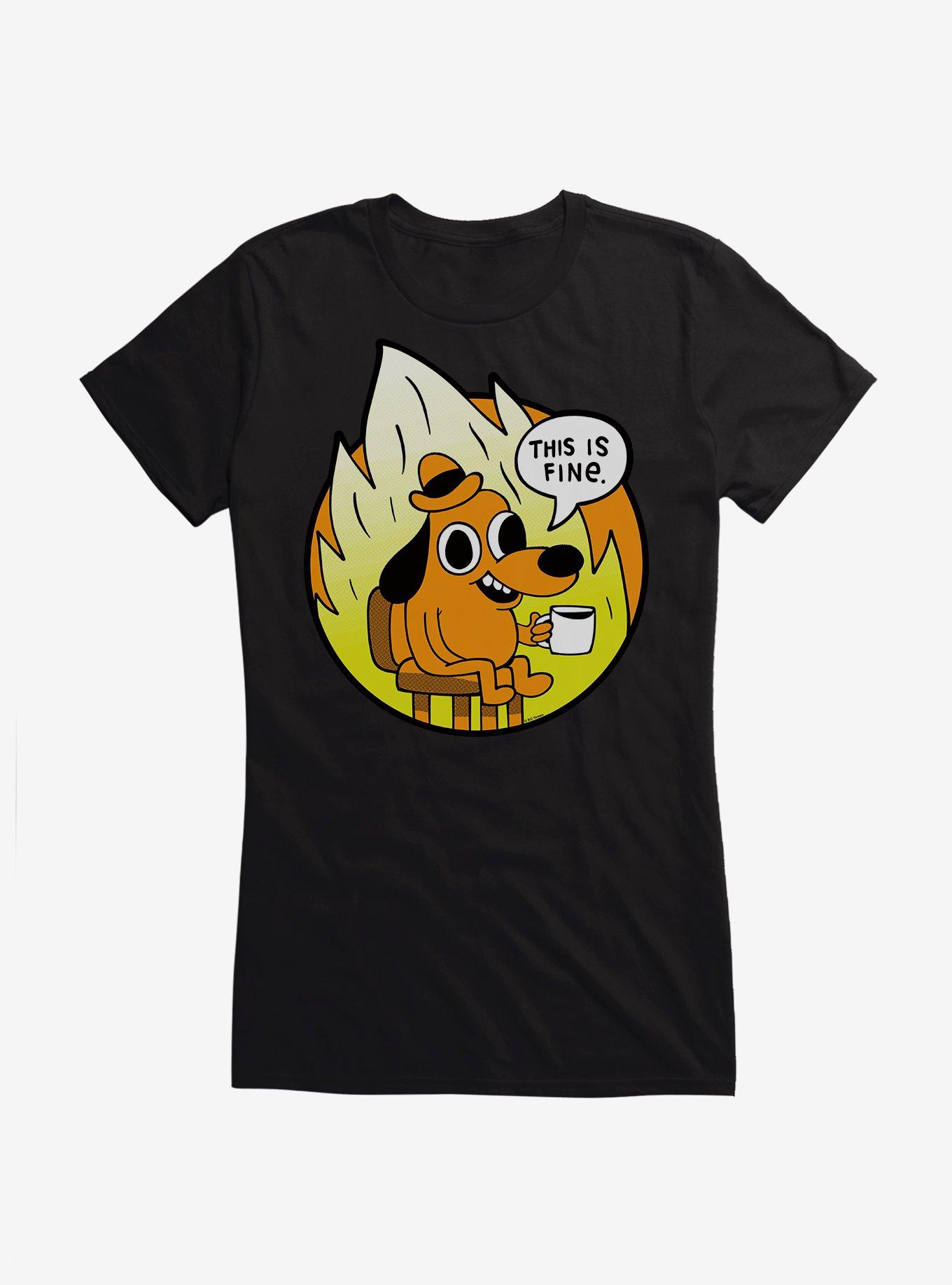 This Is Fine Round Meme Girls T-Shirt, , hi-res