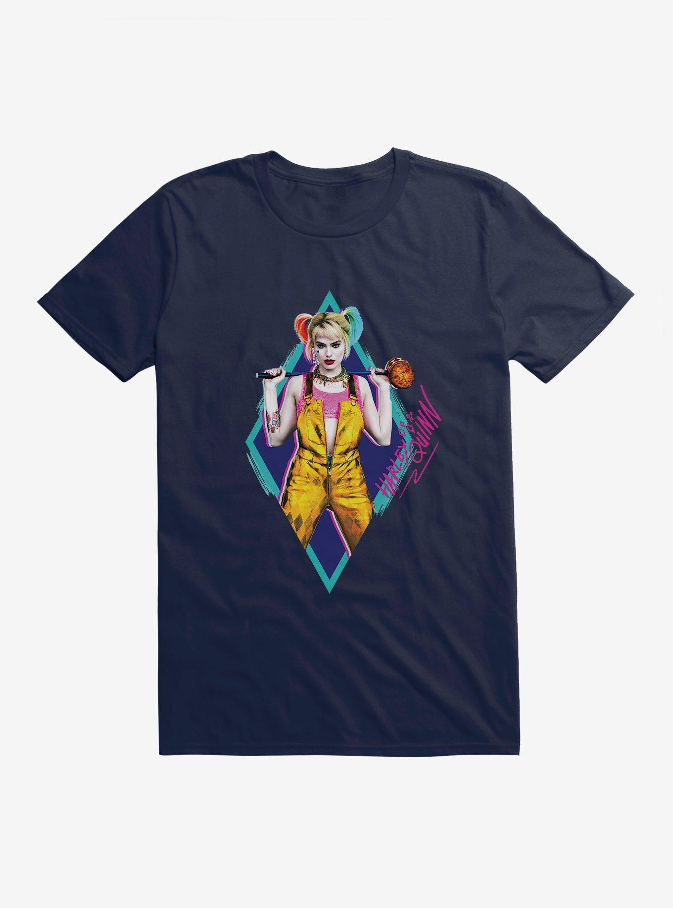 DC Comics Birds Of Prey Harley Quinn Neon Diamond T-Shirt, MIDNIGHT NAVY, hi-res