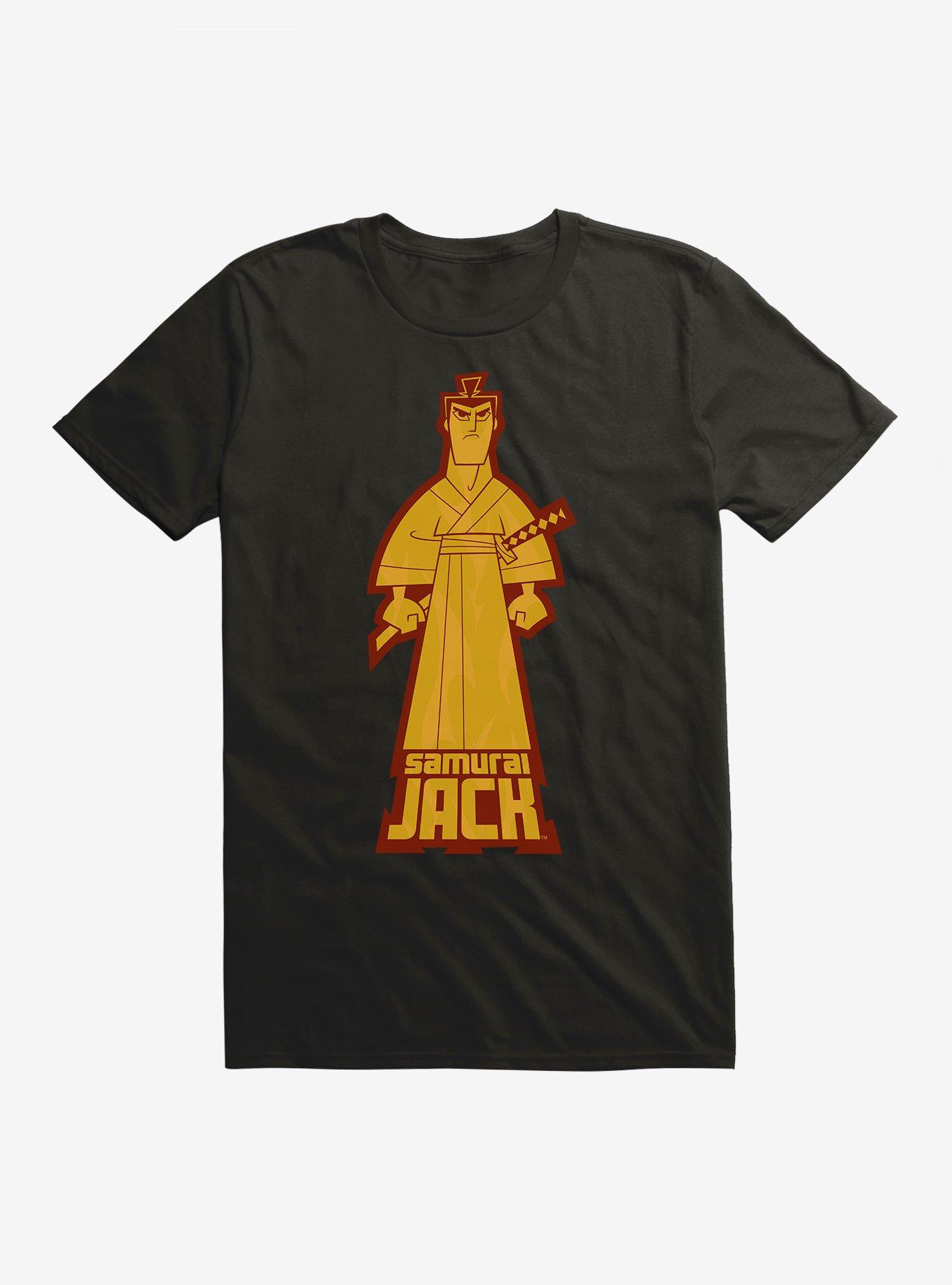 Samurai Jack Silhouette Flames T-Shirt, BLACK, hi-res