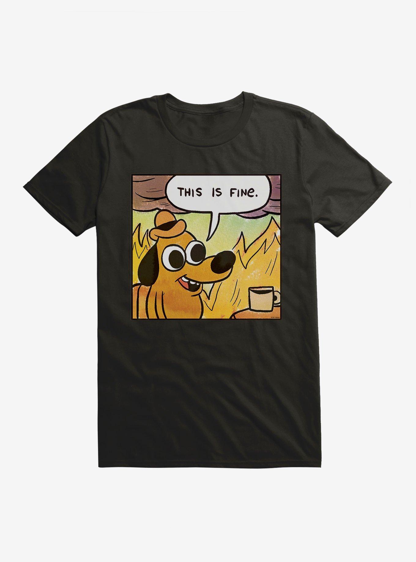 This Is Fine Panel Meme T-Shirt, , hi-res