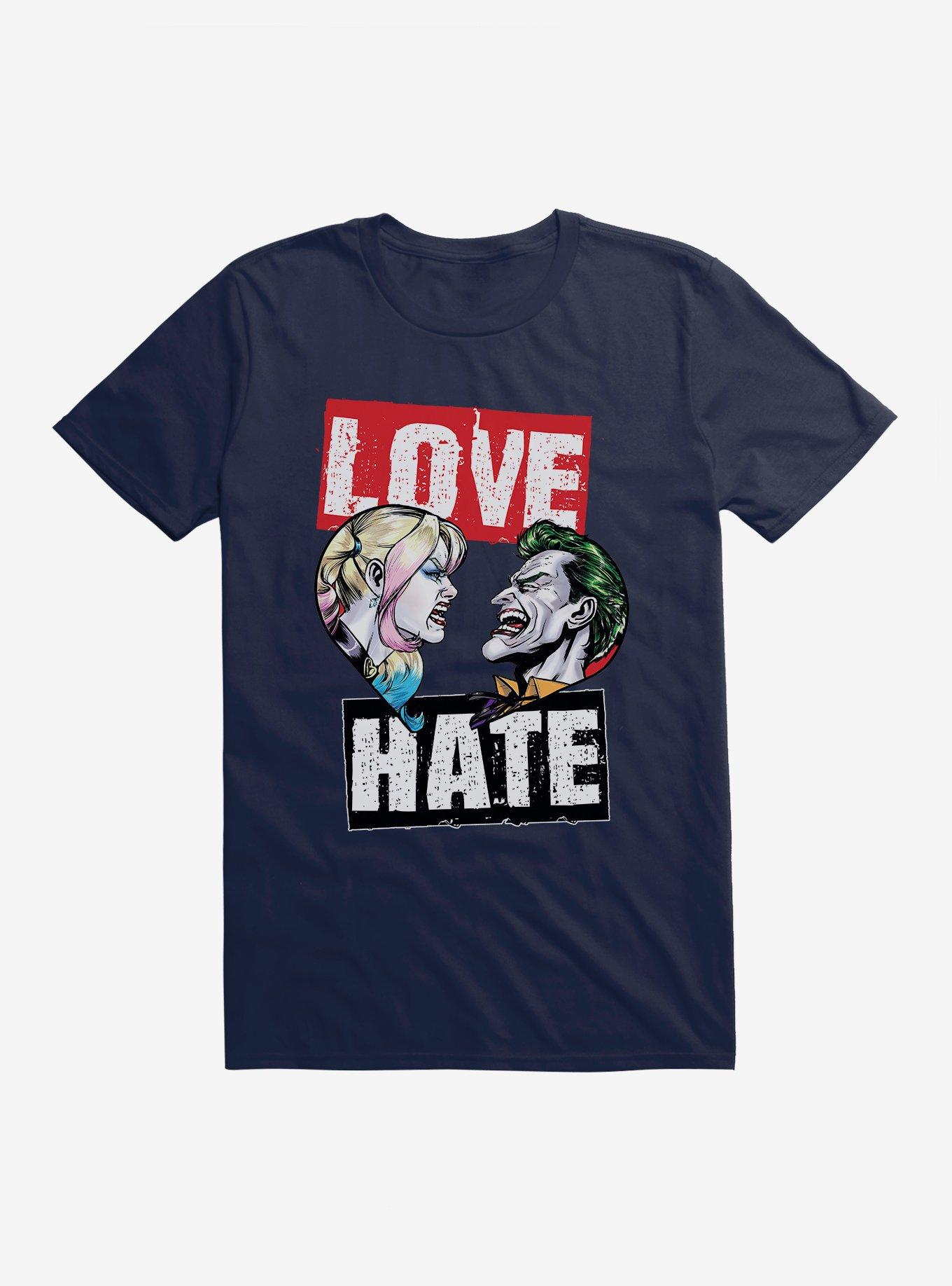 DC Comics Batman Harley Quinn The Joker Love Hate Black T-Shirt, , hi-res