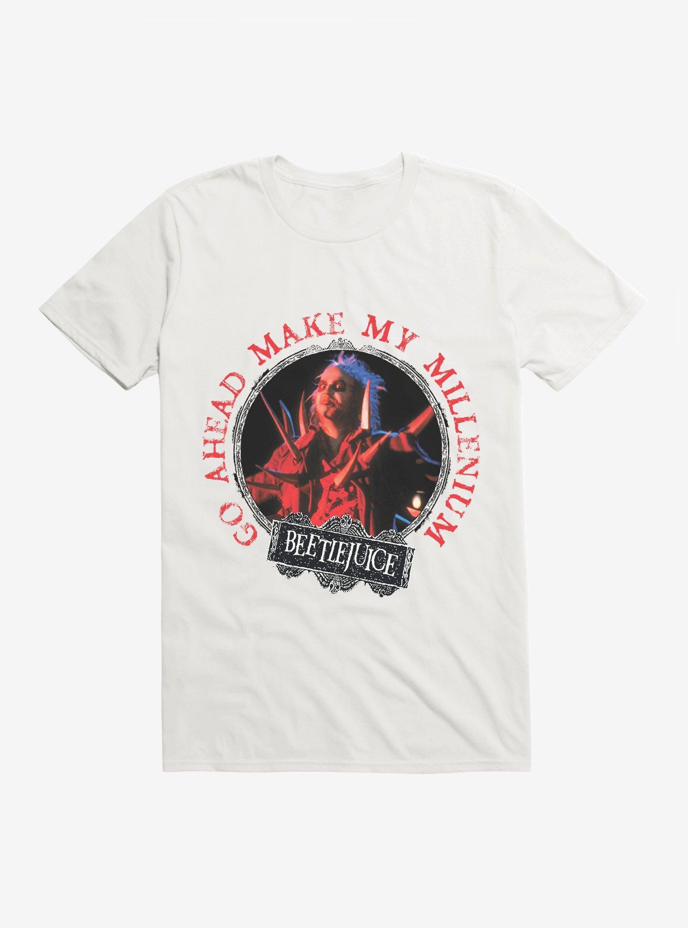 Beetlejuice Go Ahead Make My Millenium T-Shirt, WHITE, hi-res