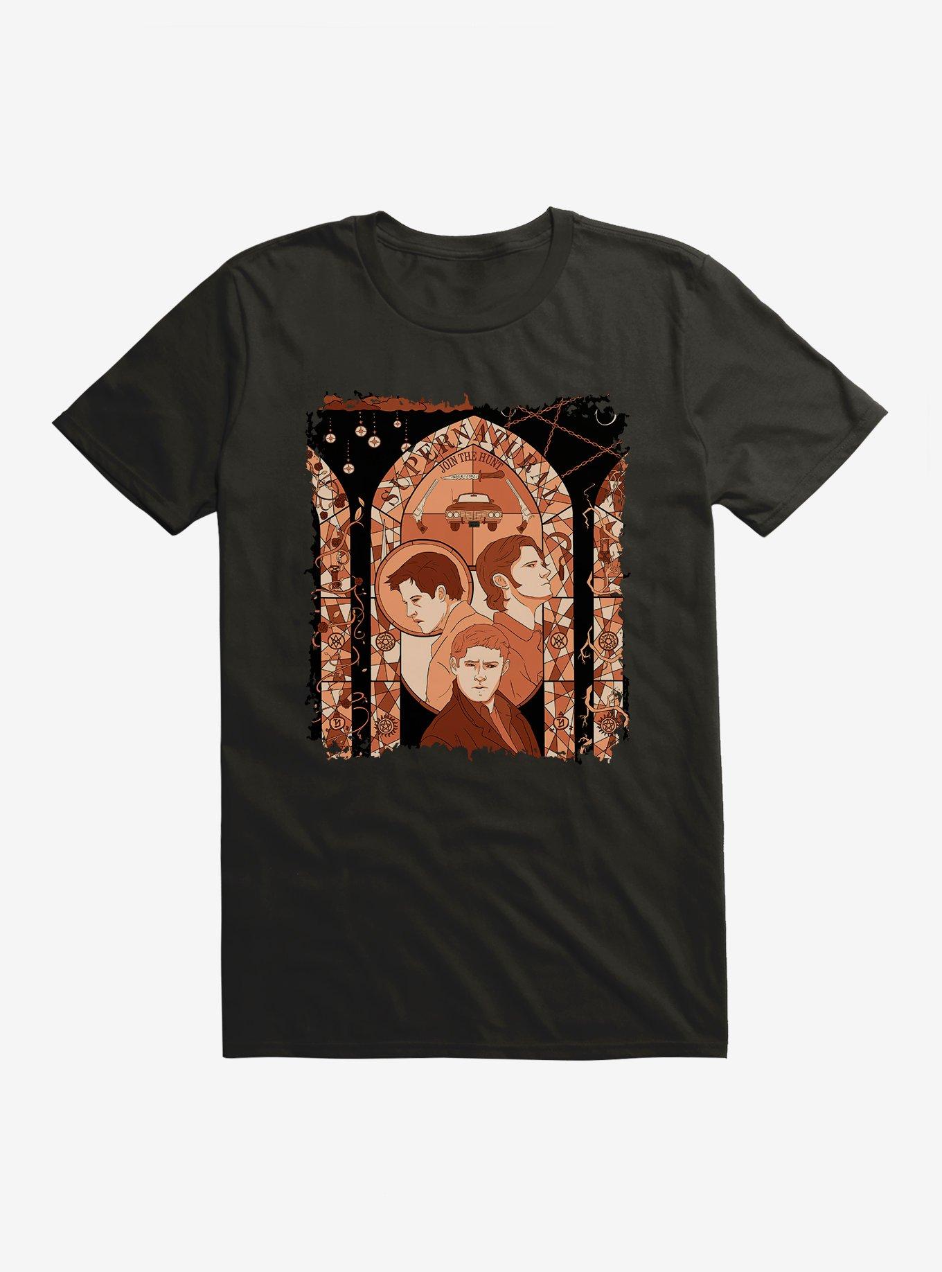 Supernatural Join The Hunt Stained Glass T-Shirt, BLACK, hi-res