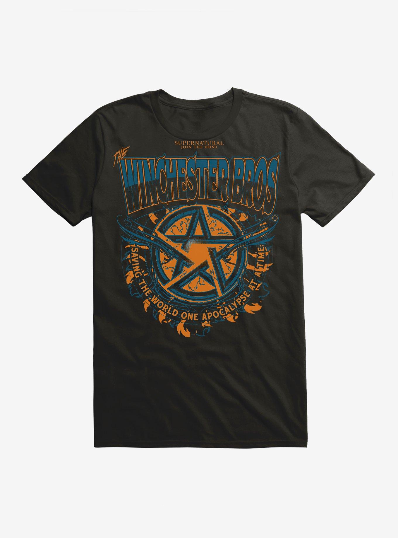 Supernatural Winchester Bros Pentagram T-Shirt, BLACK, hi-res