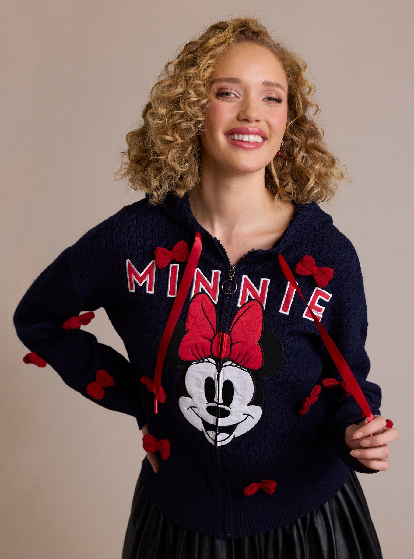 Her Universe Disney Minnie Mouse Crochet Bows Knit Hoodie Her Universe Exclusive, , hi-res