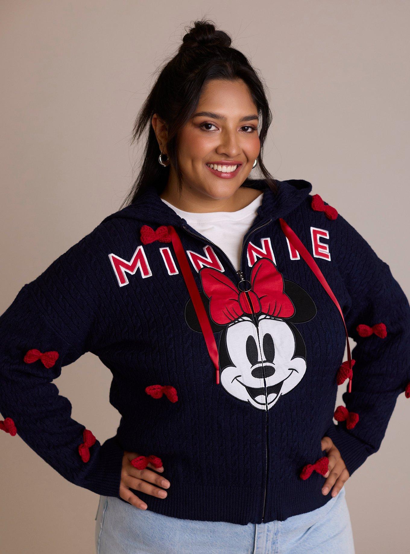 Her Universe Disney Minnie Mouse Crochet Bows Knit Hoodie Plus Size Her Universe Exclusive, , hi-res