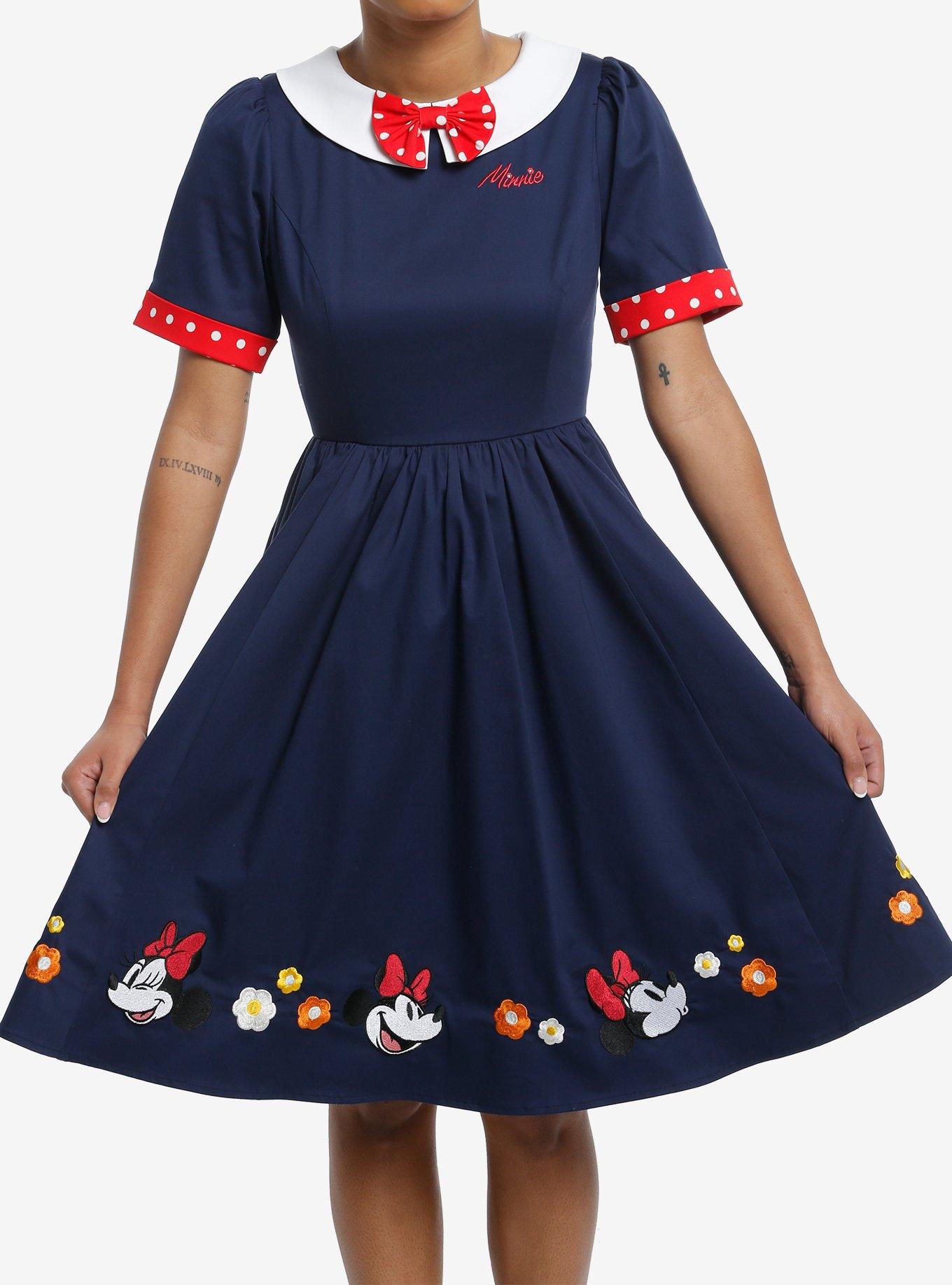 Her Universe Disney Minnie Mouse Border Print Retro Dress Her Universe Exclusive, , hi-res