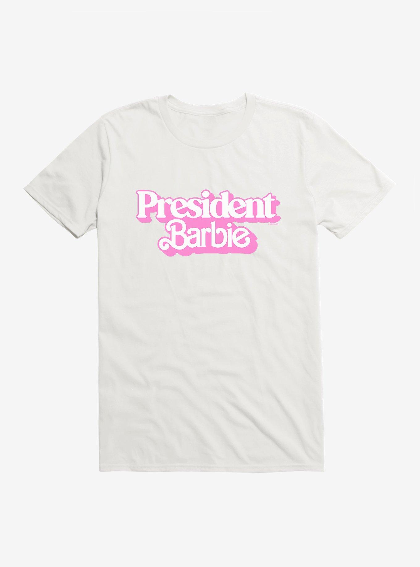 Barbie Movie President Barbie Logo T-Shirt, WHITE, hi-res