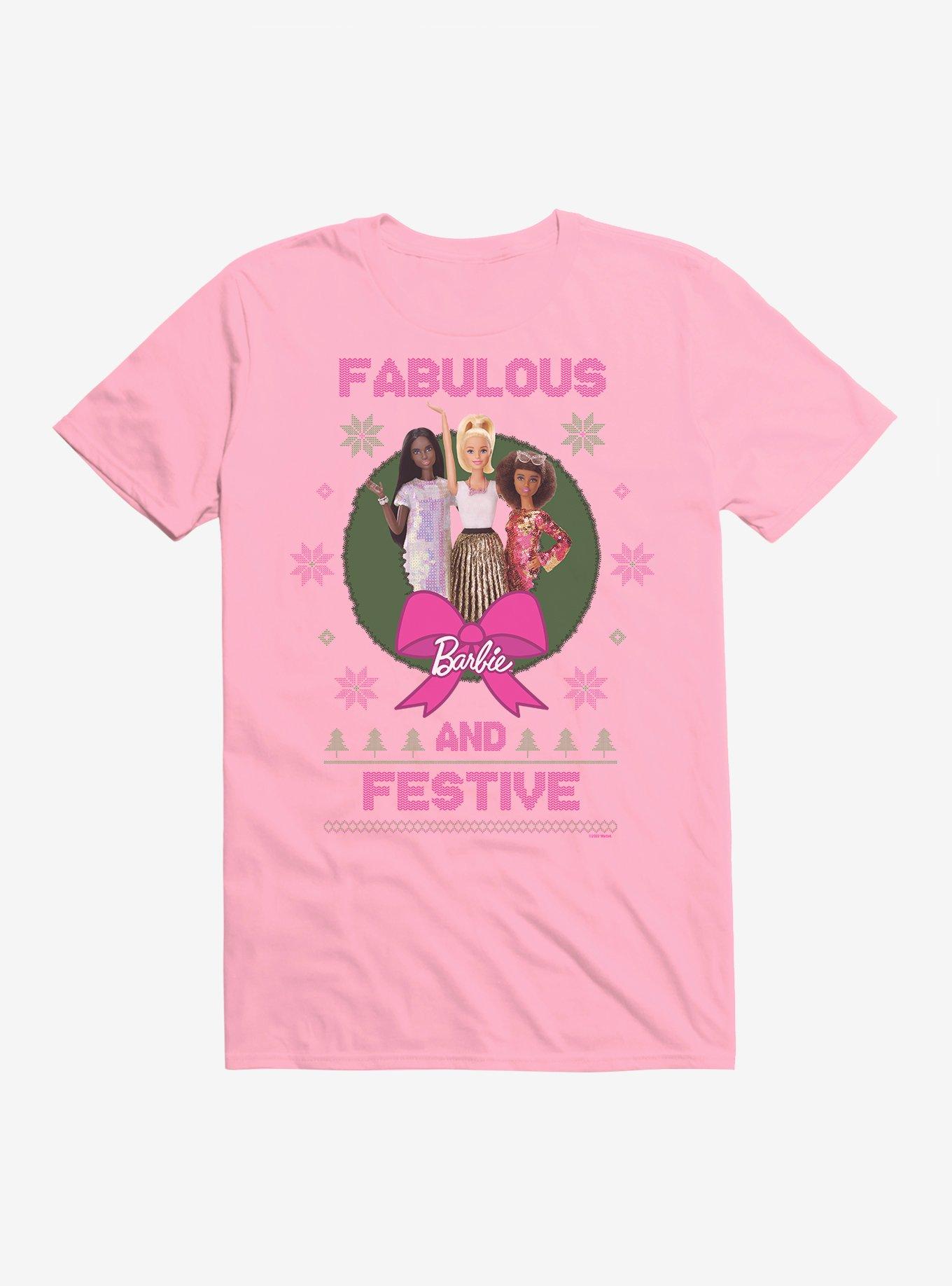 Barbie Fabulous And Festive Ugly Christmas Pattern T-Shirt, CHARITY PINK, hi-res