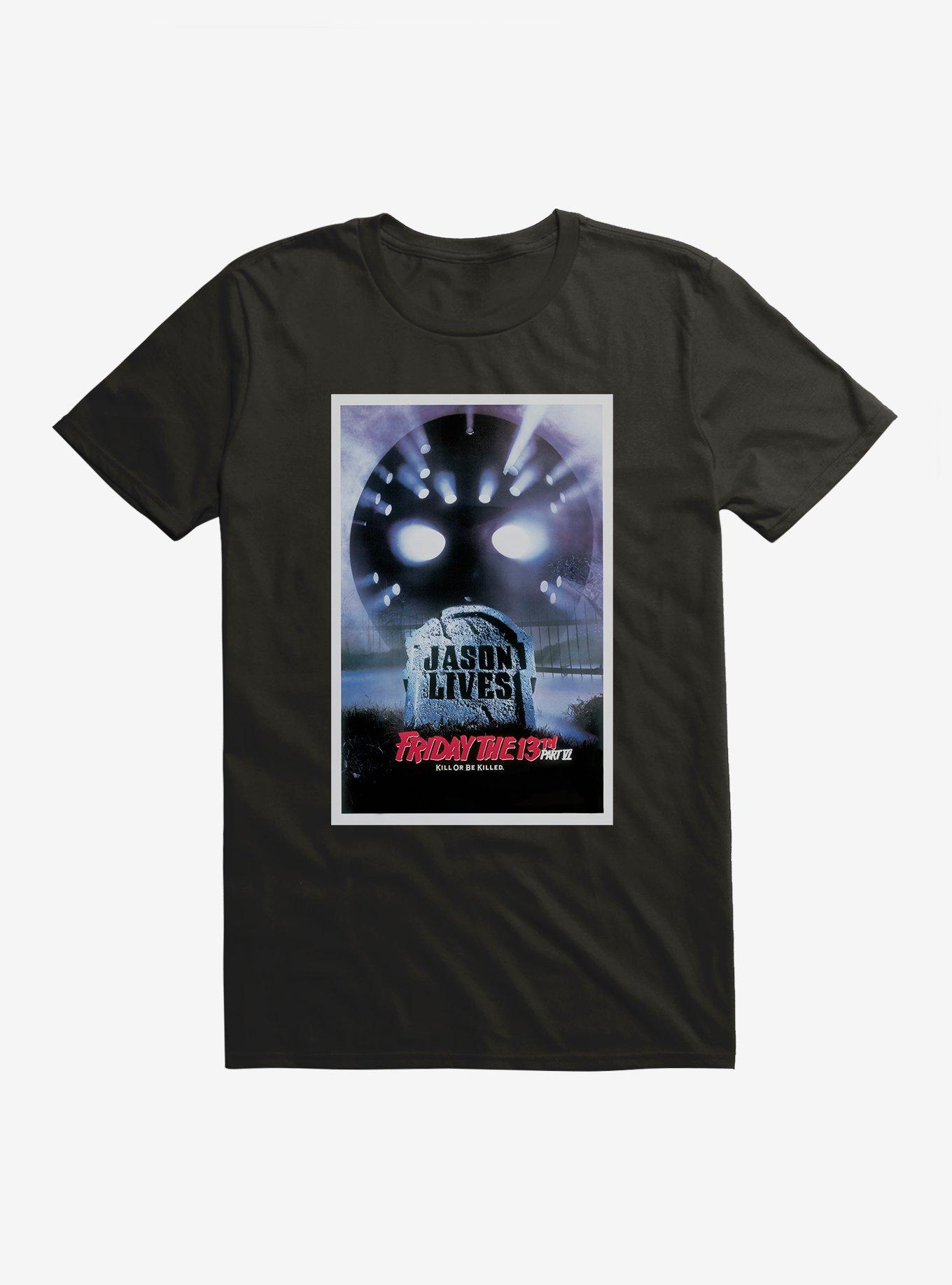 Friday The 13th Jason Lives Poster T-Shirt, BLACK, hi-res