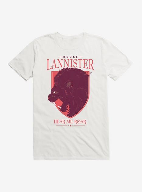Game Of Thrones House Lannister Lion Words T-Shirt - WHITE | BoxLunch
