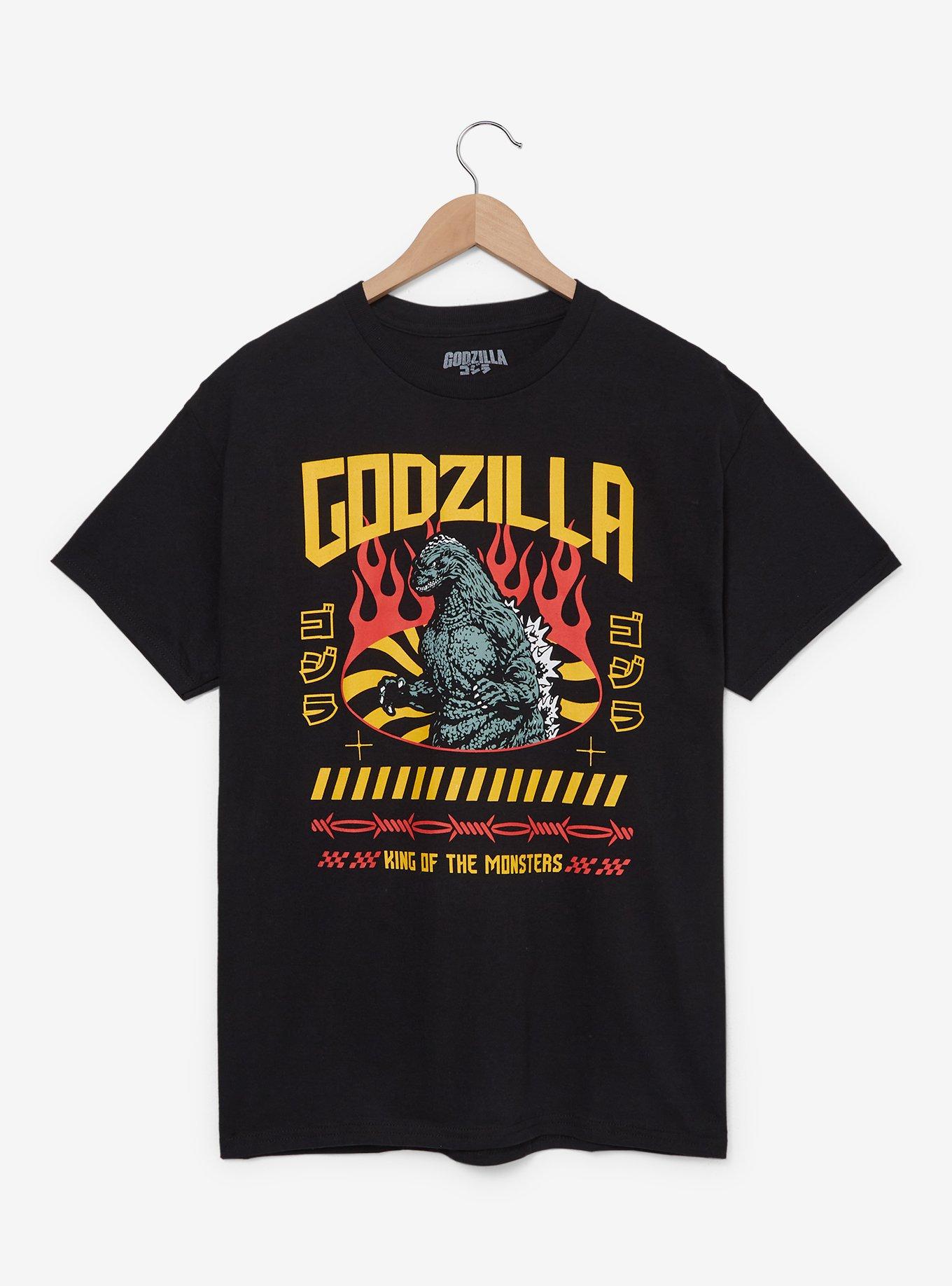 Godzilla Flame Portrait T-Shirt - BoxLunch Exclusive, BLACK, hi-res