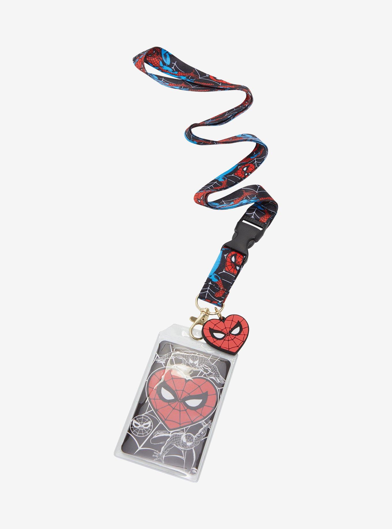 Marvel Spider-Man Heart Mask Allover Print Lanyard - BoxLunch Exclusive, , hi-res