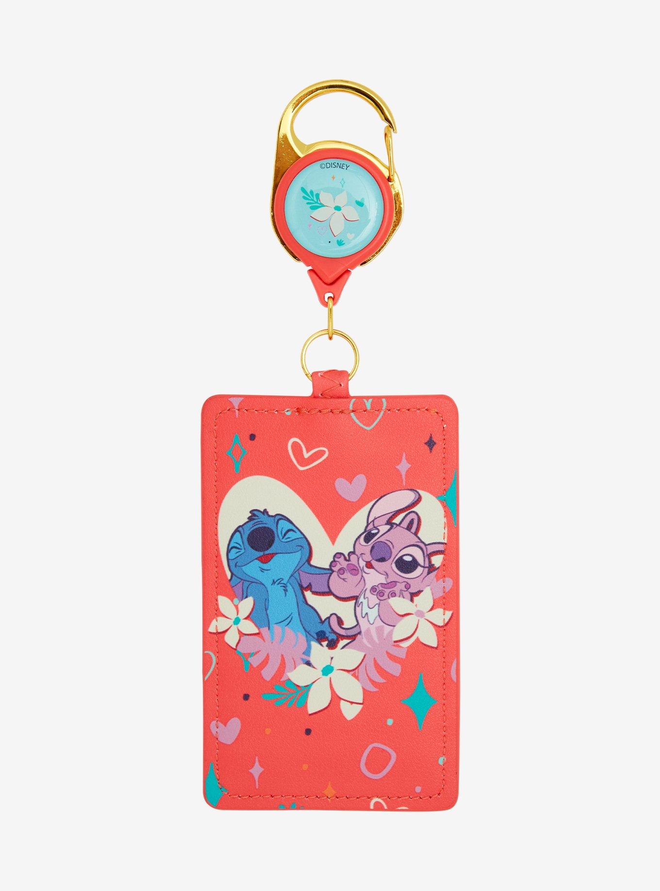 Loungefly Disney Lilo & Stitch Angel & Stitch Floral Heart Retractable Lanyard, , hi-res