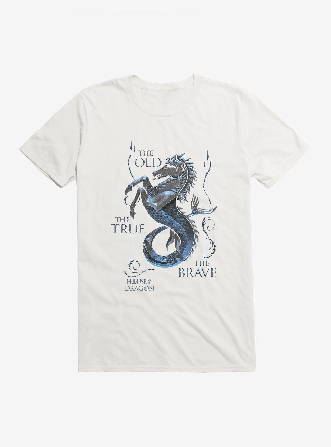House Of The Dragon The True, The Old, The Brave House Velaryon T-Shirt, WHITE, hi-res