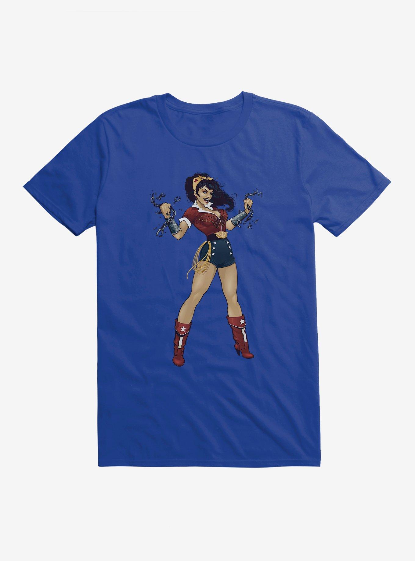 DC Comics Bombshells Wonder Woman Black T-Shirt, ROYAL, hi-res