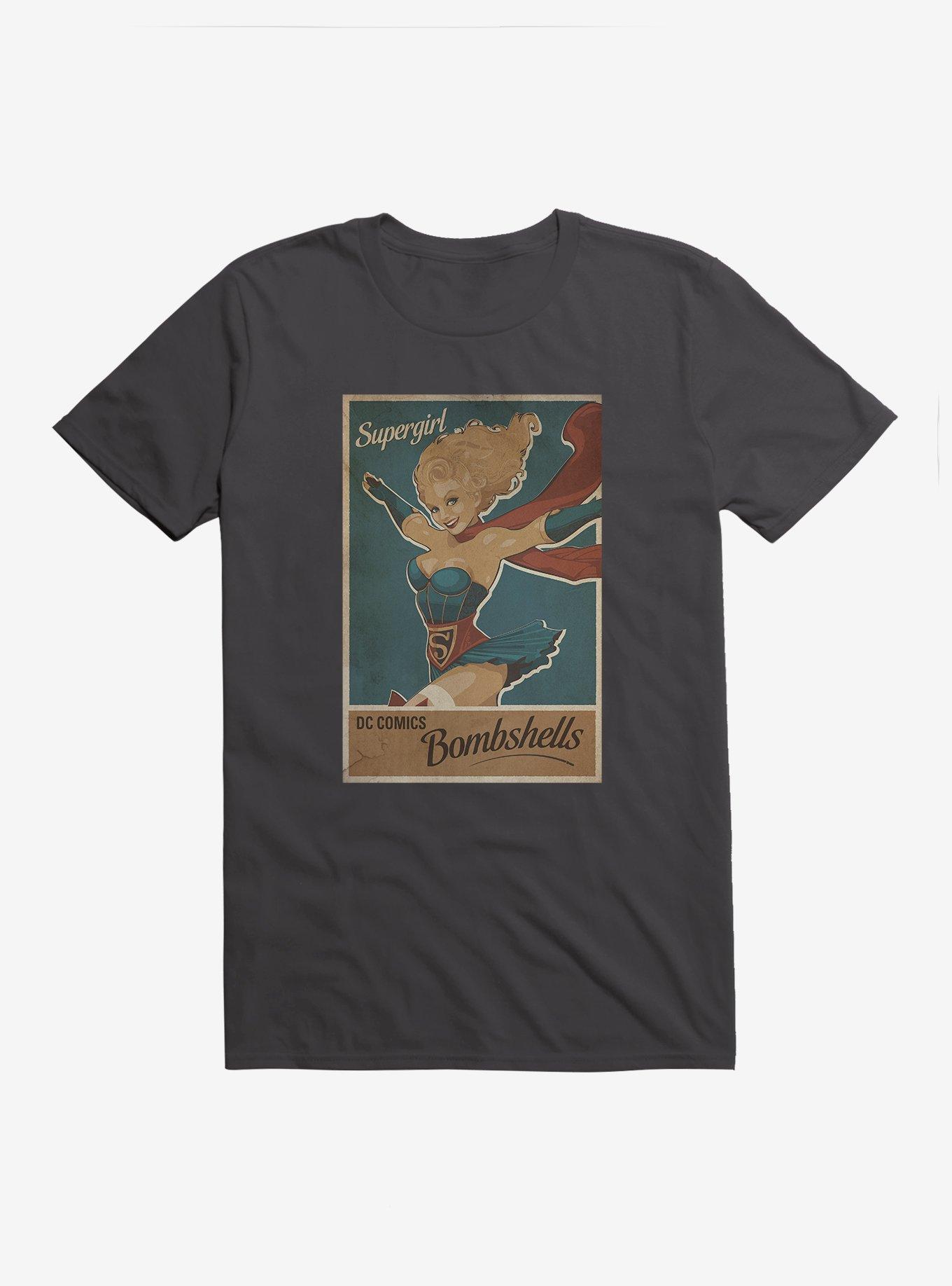 DC Comics Bombshells Supergirl Vintage Dark Grey T-Shirt, HEAVY METAL, hi-res