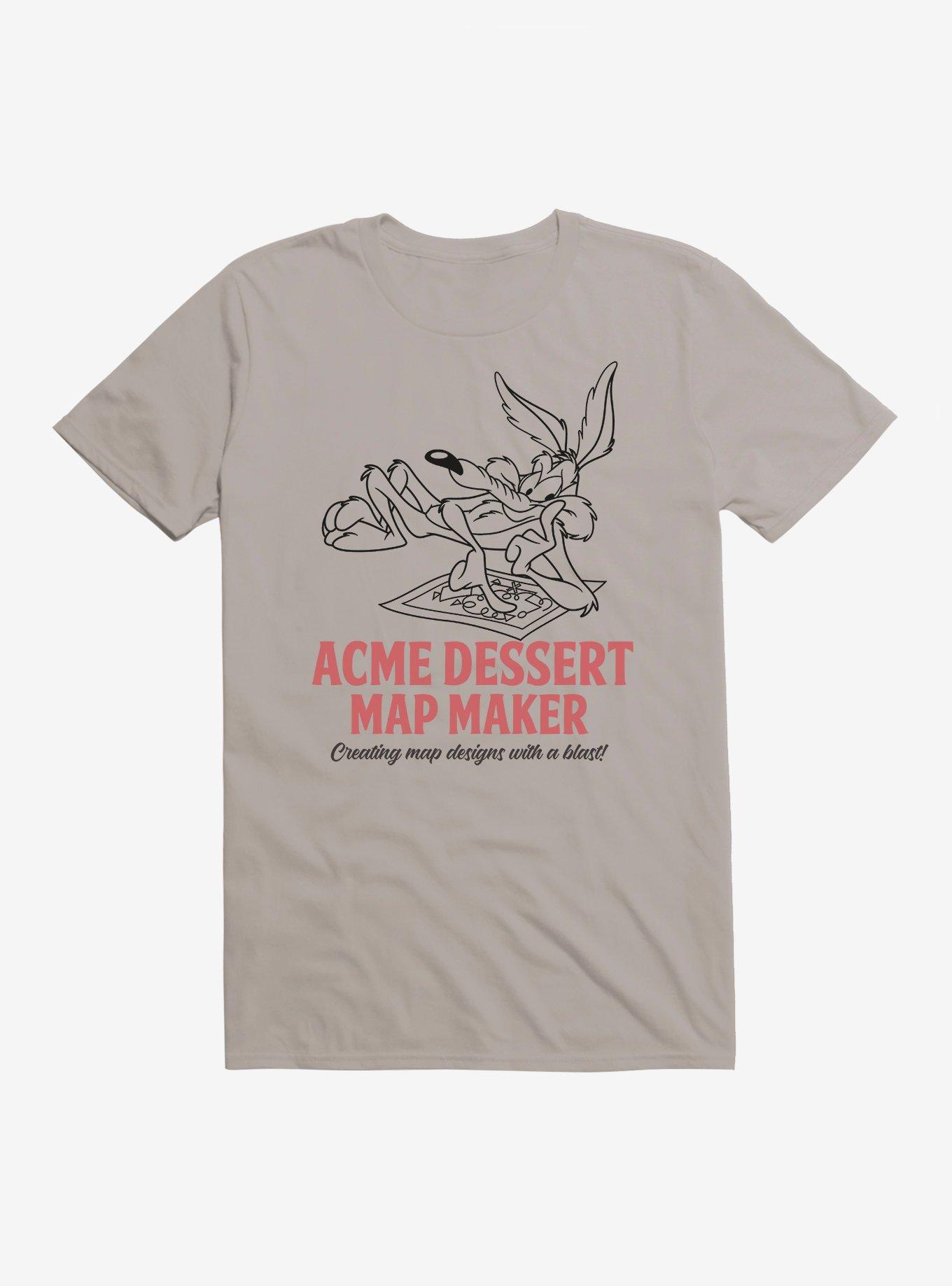 Looney Tunes Wile E. Coyote Acme Dessert Map Maker T-Shirt, LIGHT GREY, hi-res