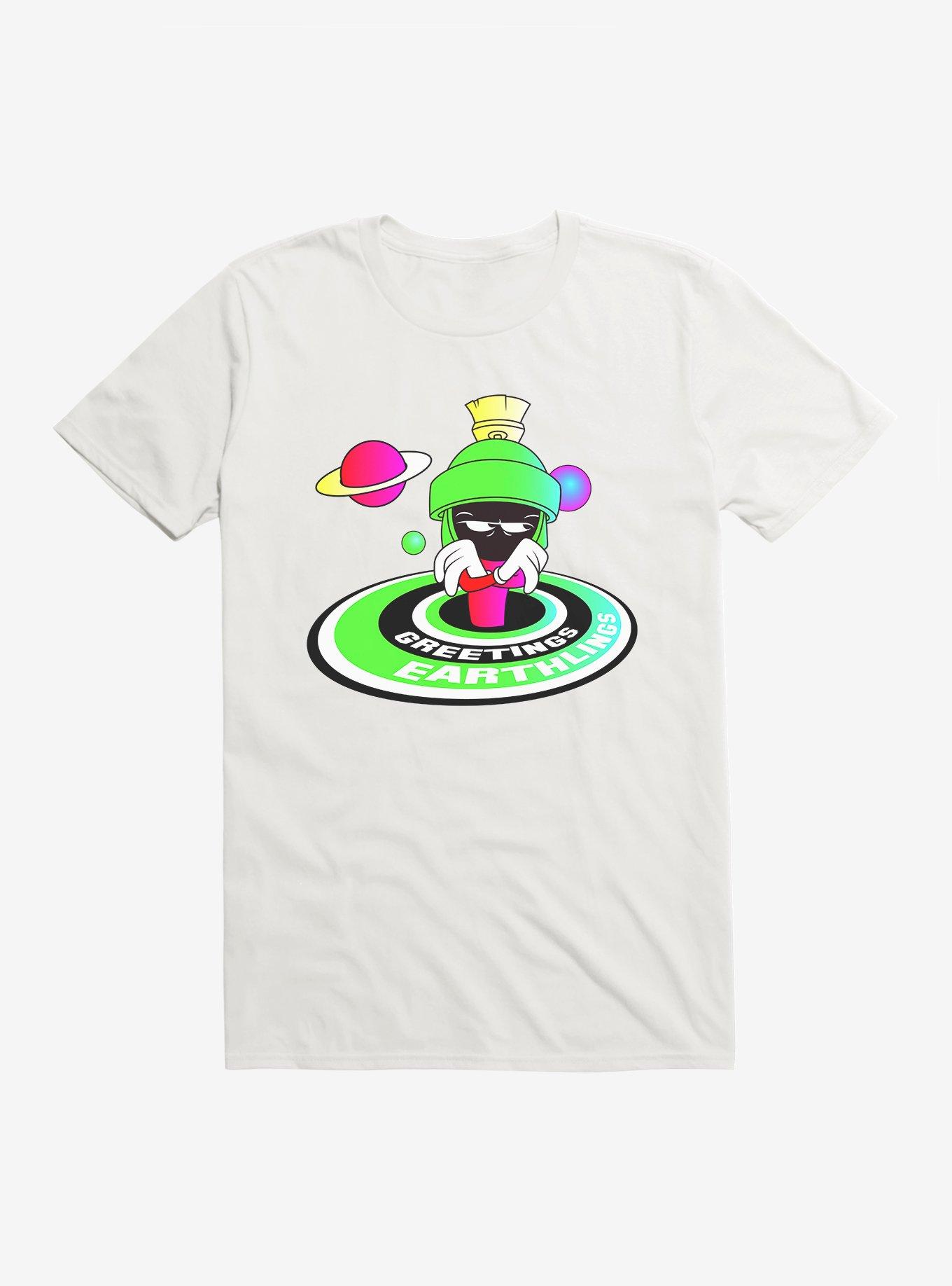 Looney Tunes Marvin The Martian Greetings Earthlings T-Shirt