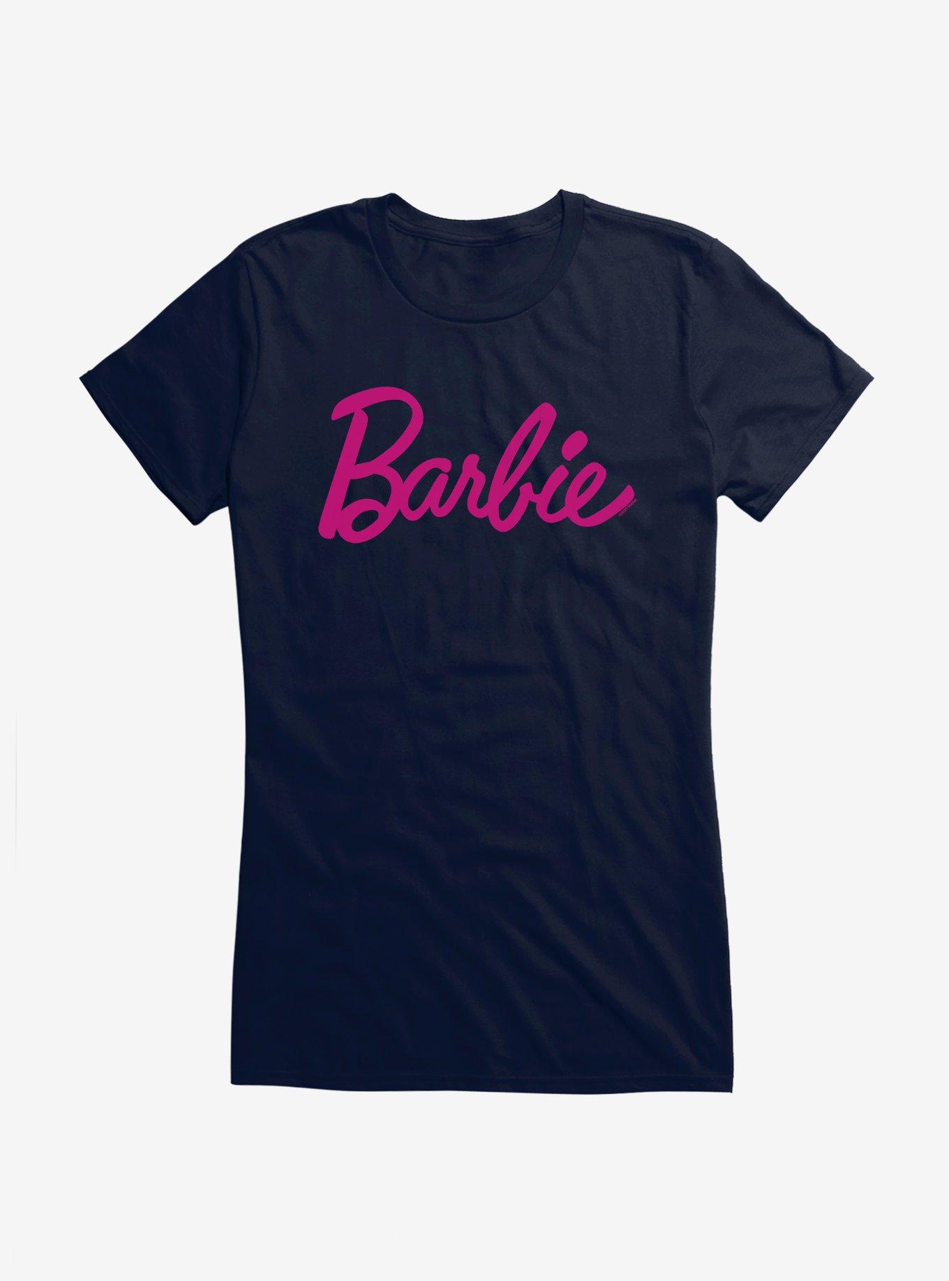 Barbie Classic Pink Script Girls T-Shirt, NAVY, hi-res