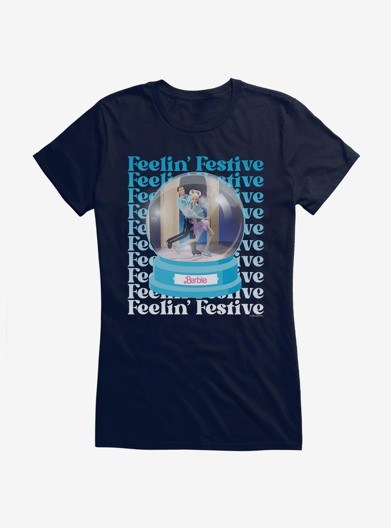 Barbie Holiday Feelin Festive Girls T-Shirt, NAVY, hi-res