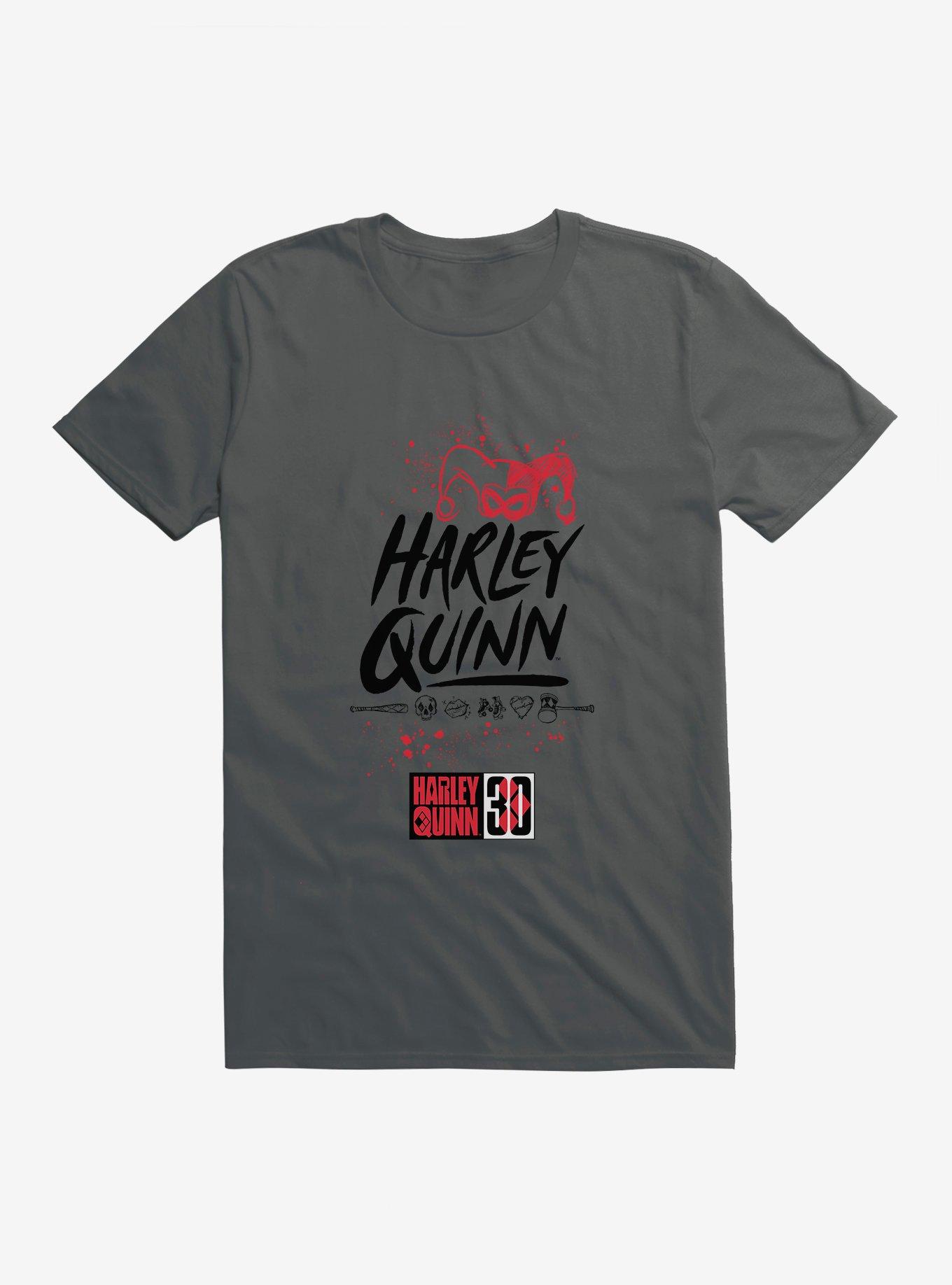 Harley Quinn Logo T-Shirt, CHARCOAL, hi-res