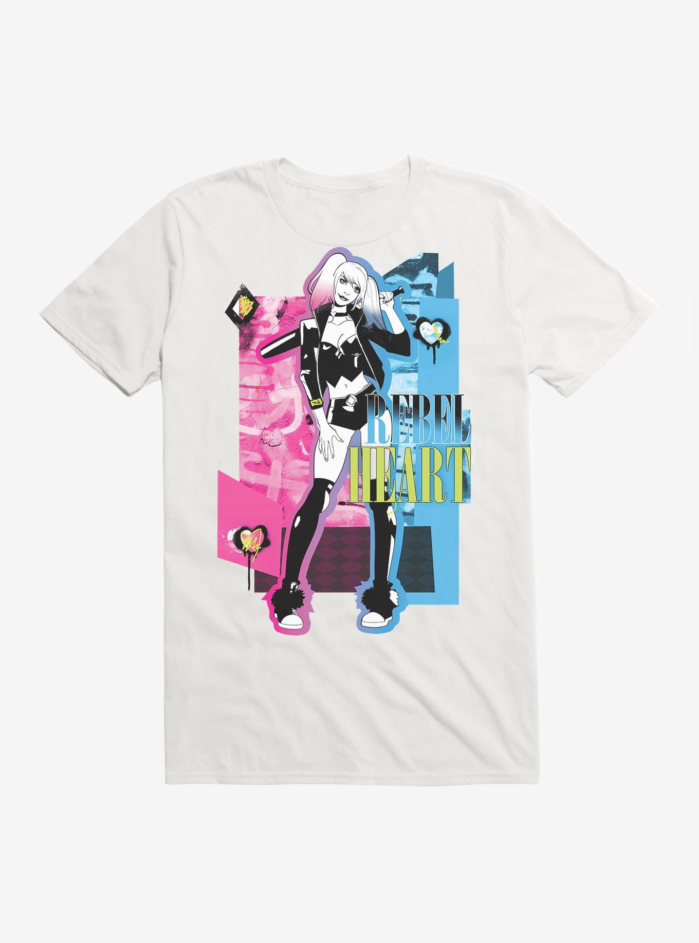 Harley Quinn Rebel Heart T-Shirt, WHITE, hi-res