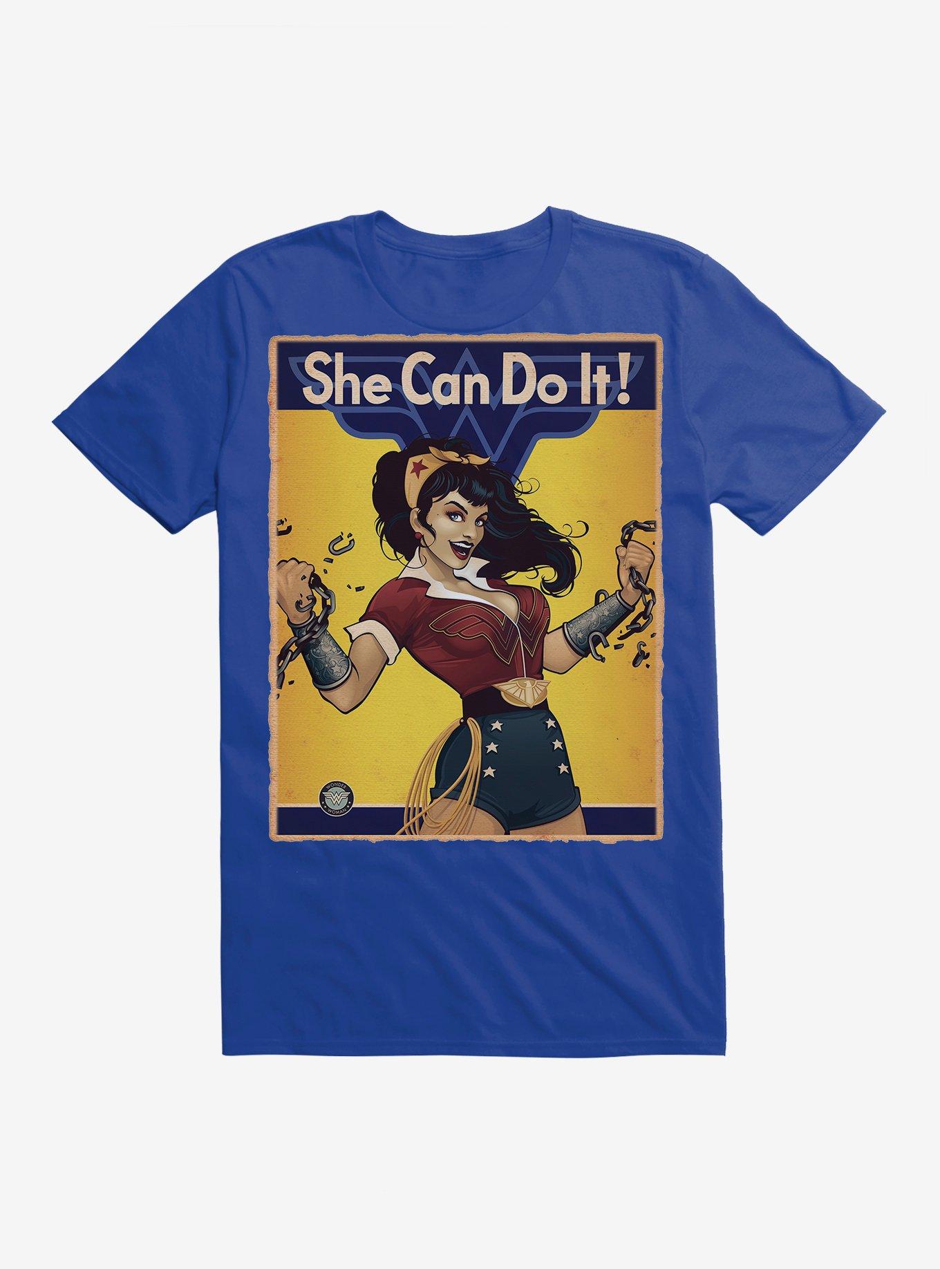 DC Comics Wonderwoman She Can Do it T-Shirt, ROYAL, hi-res