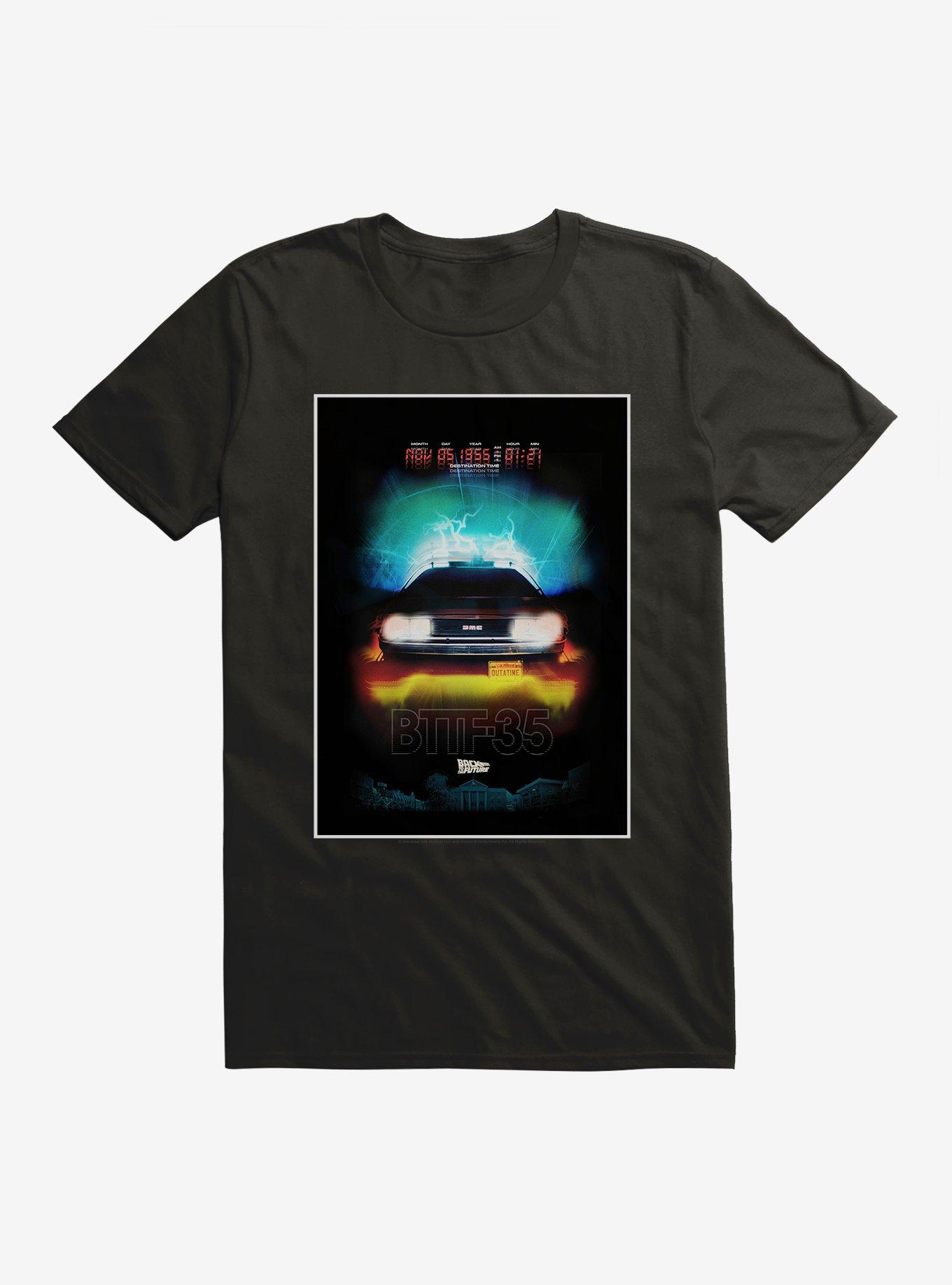 Back To The Future 35 DeLorean Poster T-Shirt, BLACK, hi-res