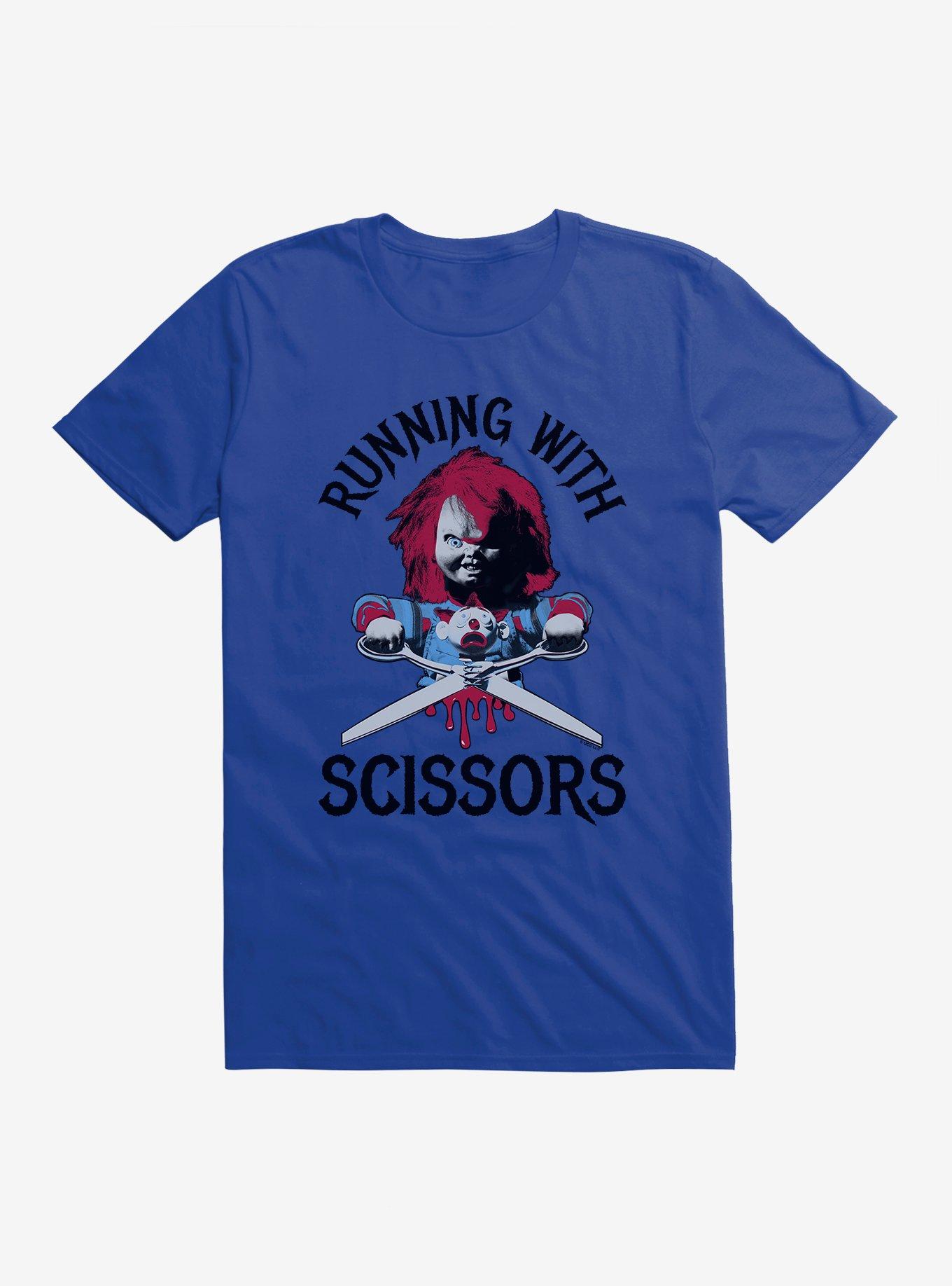 Chucky Running With Scissors T-Shirt, ROYAL, hi-res