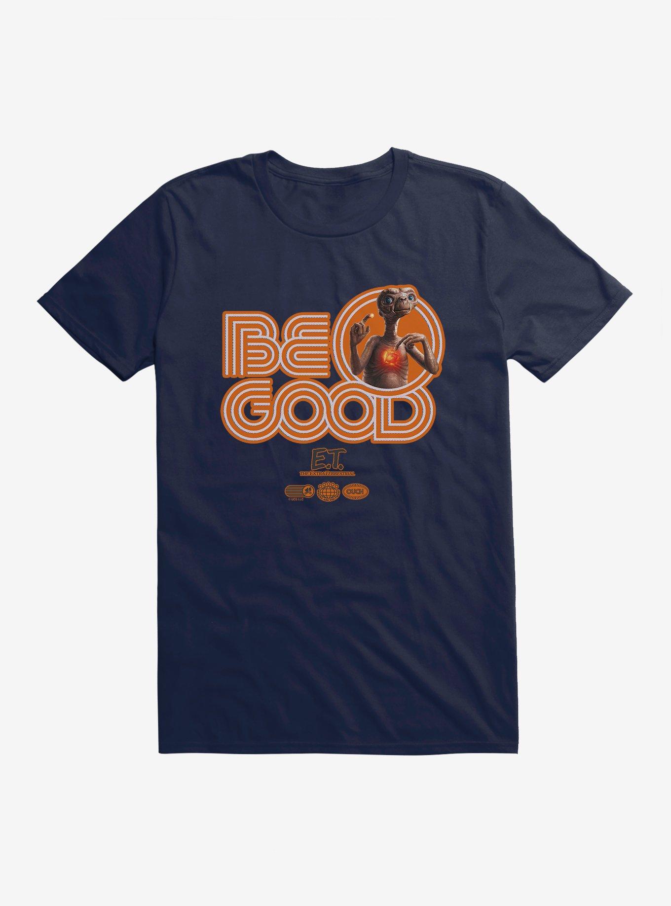 E.T. 40th Anniversary Be Good Bold Striped Font Orange T-Shirt, MIDNIGHT NAVY, hi-res