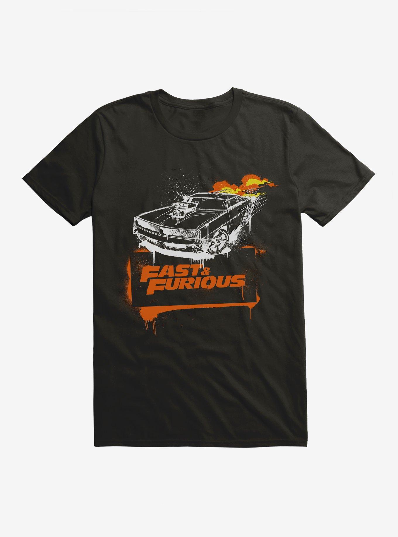 Fast & Furious Flames Sketch T-Shirt, BLACK, hi-res